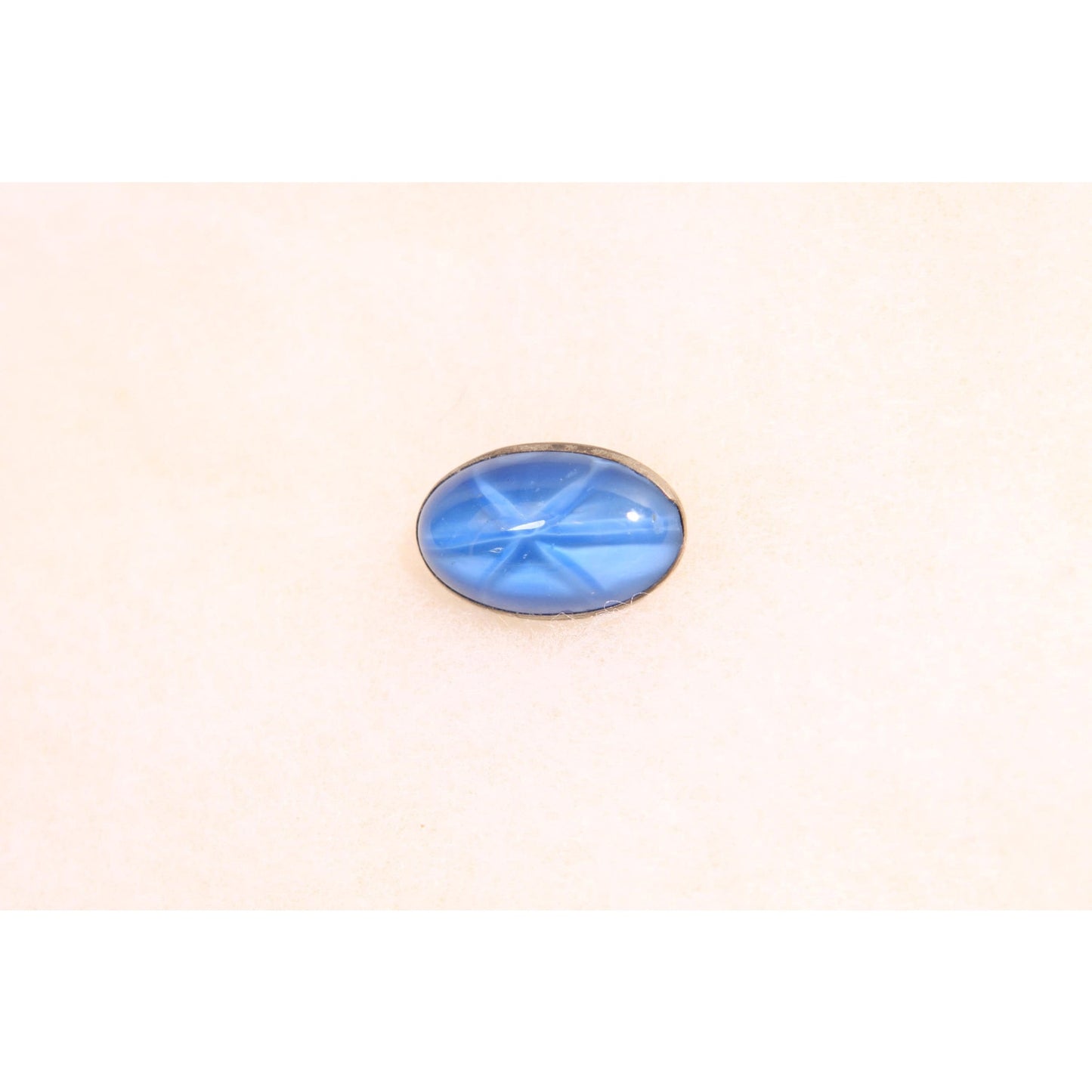 Antique 1920s Blue Starburst Sterling Silver Oval Brooch