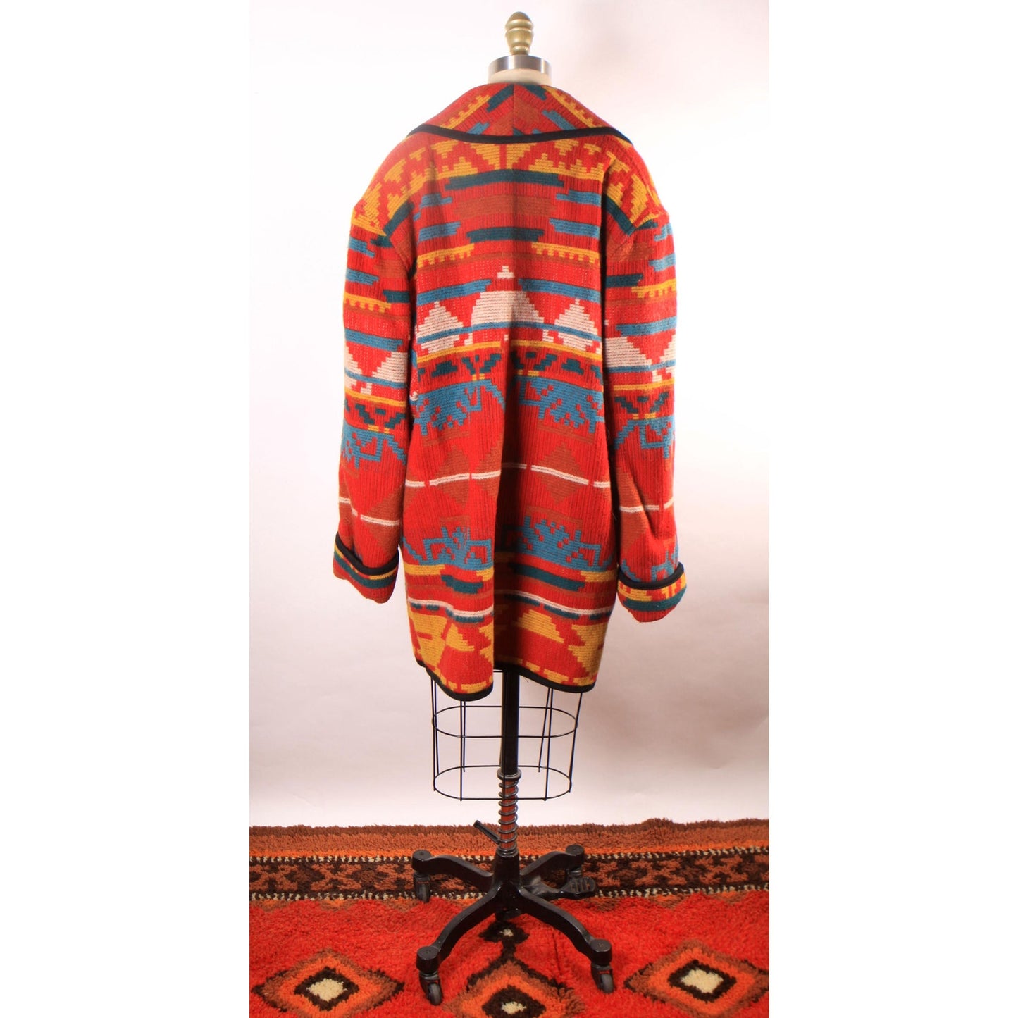 1980s Red, White, Yellow and Blue Southwestern Western Long Sleeve Coat by Ashley Scott -XL