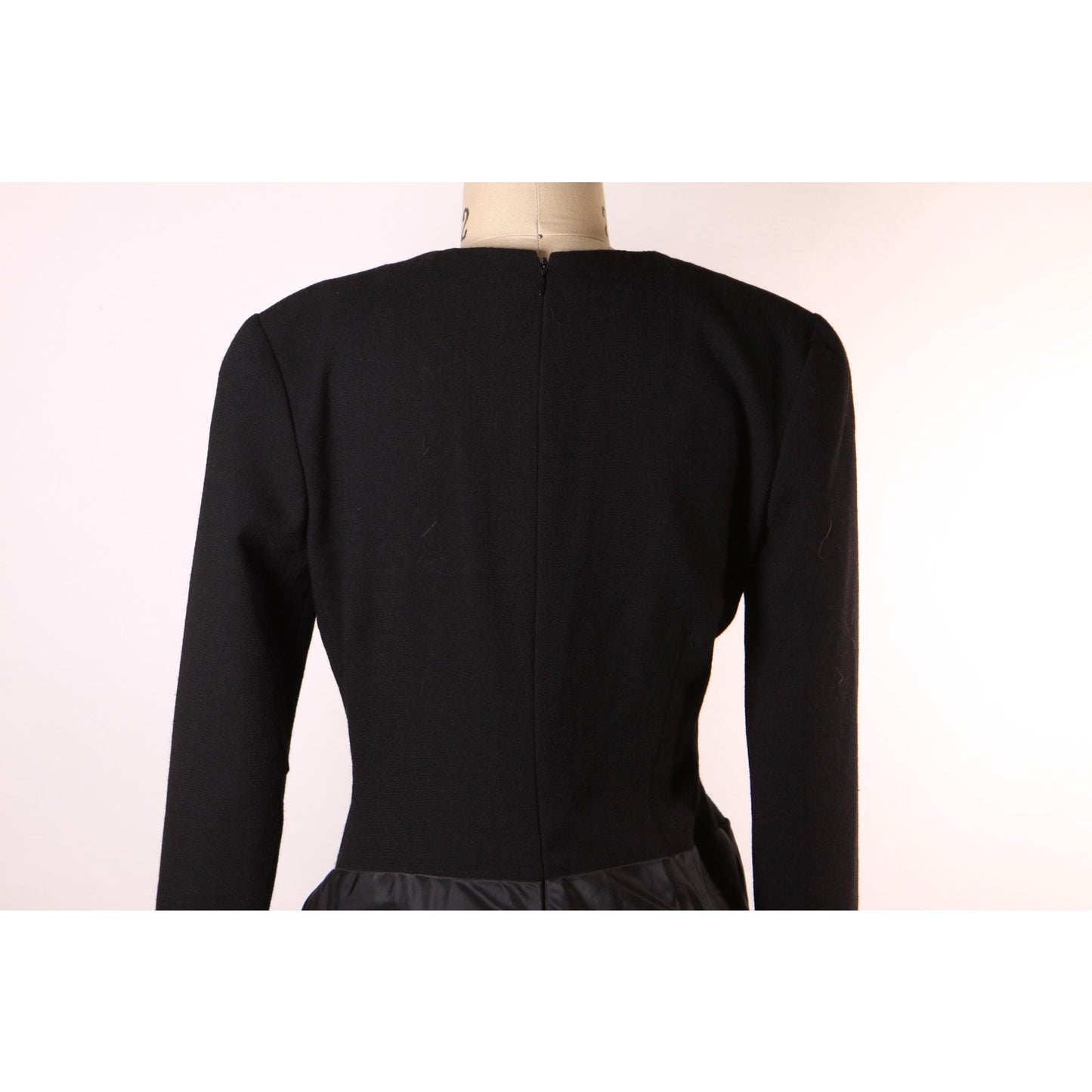 1980s Black Long Sleeve Avant Garde Oversized Bow Formal Cocktail Dress by Bill Blass -L