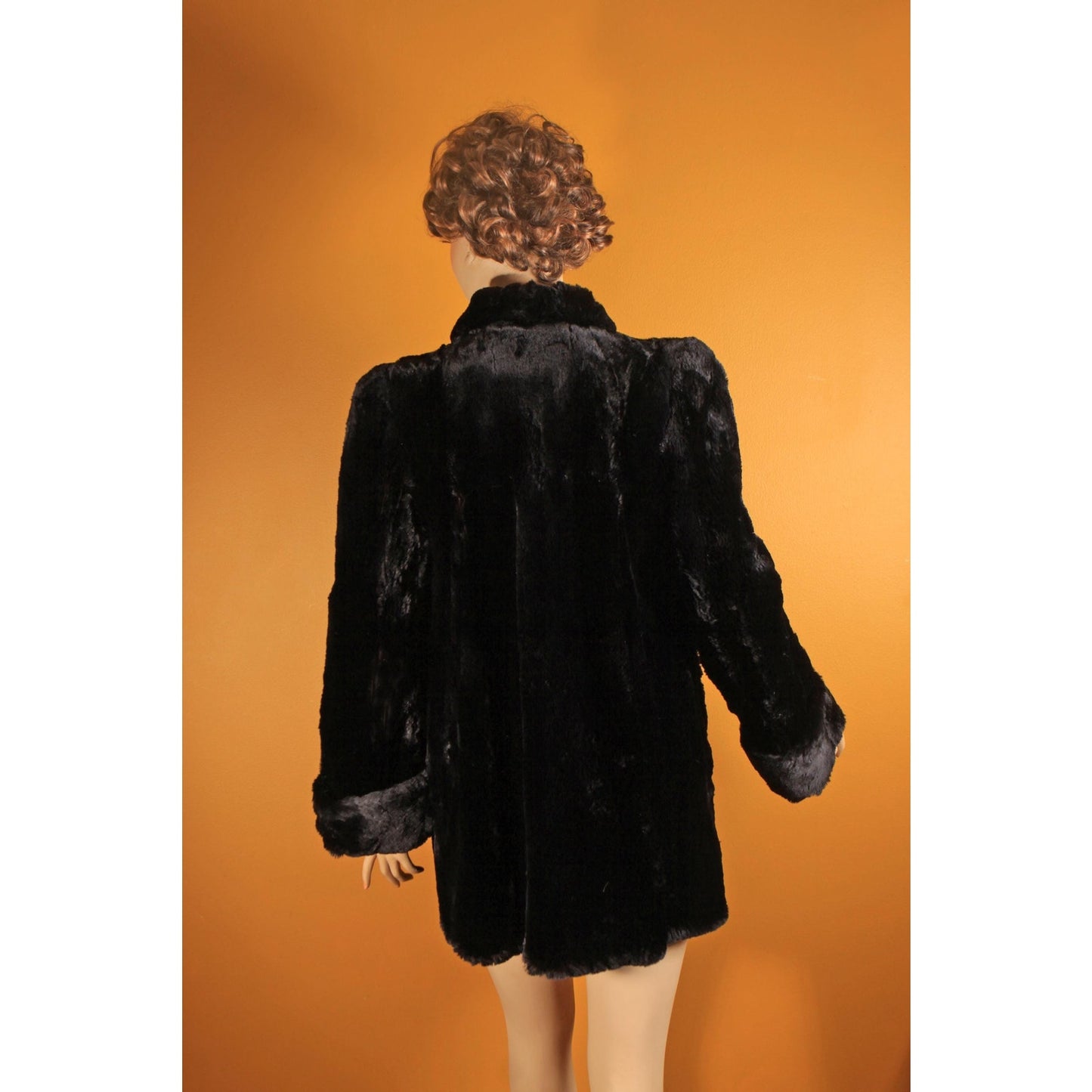 1940s Black Sheared Dyed Beaver Fur Coat by Cavin's -M-L