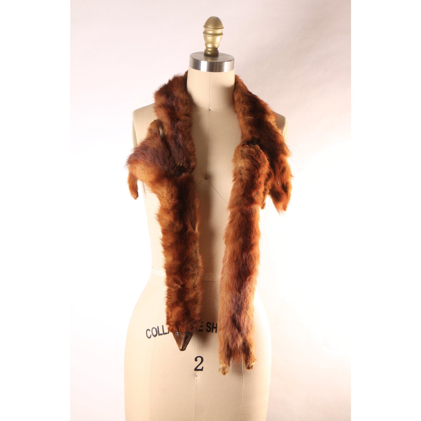 1950s Reddish Brown Mink Fur Three Piece Fur Wrap Shawl