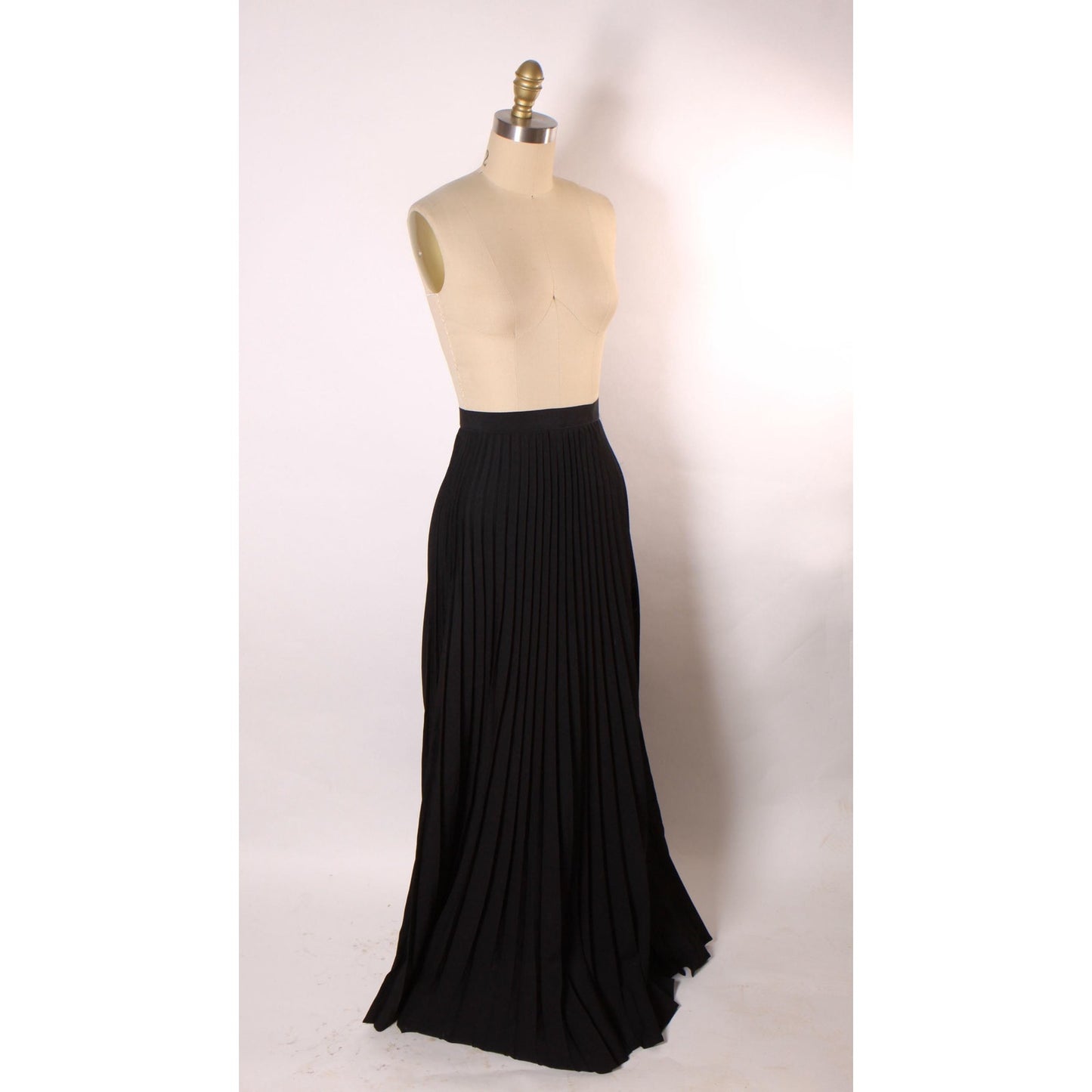 1970s Black Full Length Pleated Skirt by Koret -S