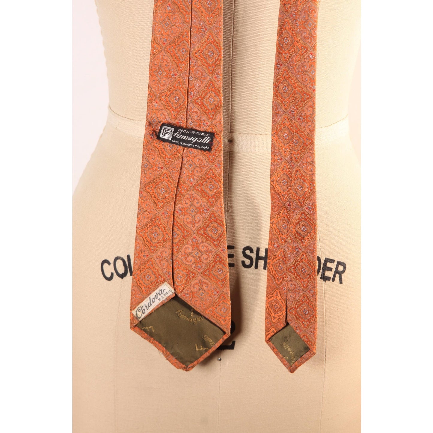 1970s Orange Abstract Mod Swirl Necktie Tie by Fumagalli