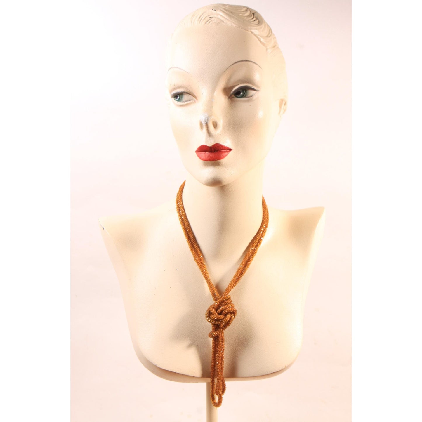 1920s Brown Beaded Pullover Flapper Necklace