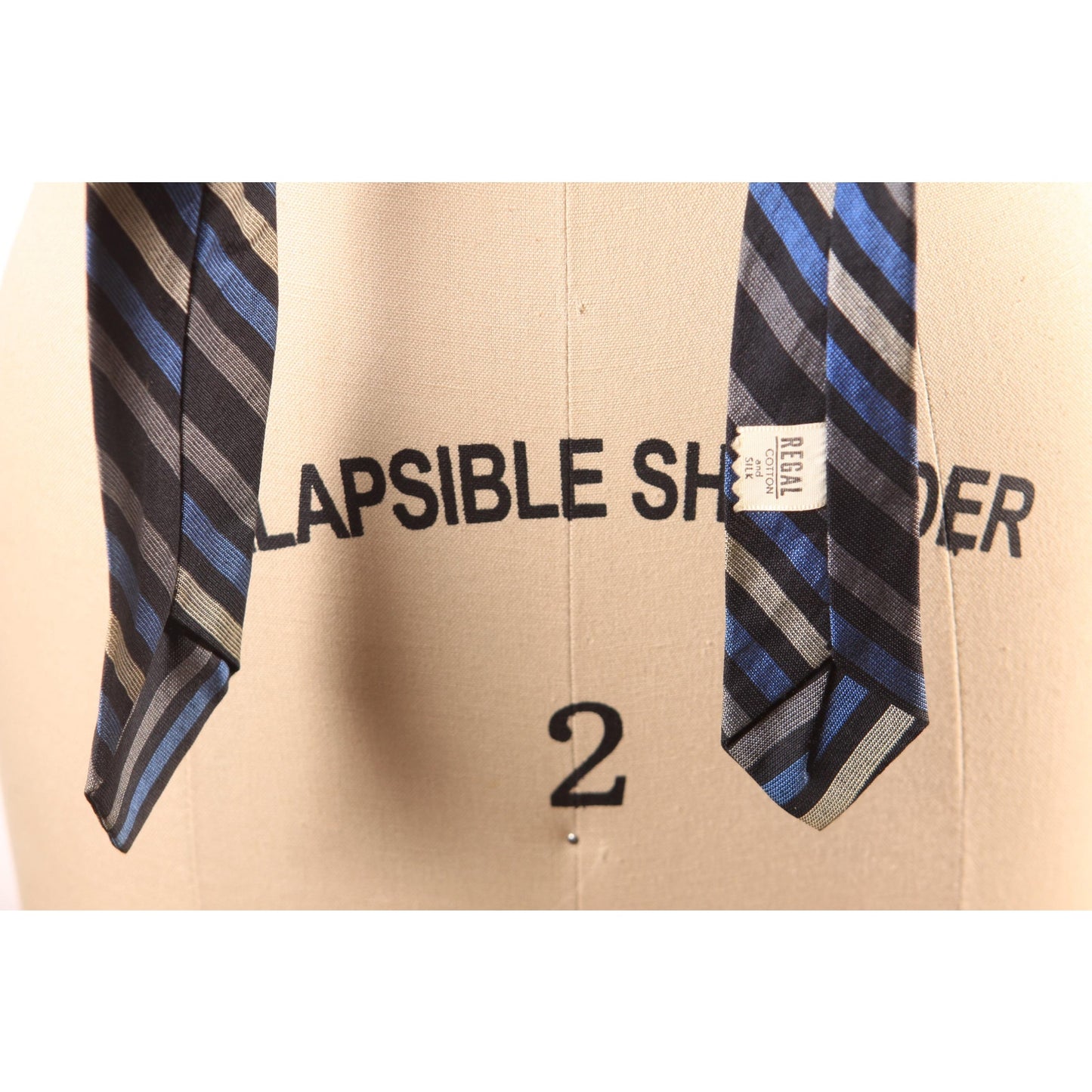 1950s Blue, Black and Gray Striped Necktie Tie by Regal