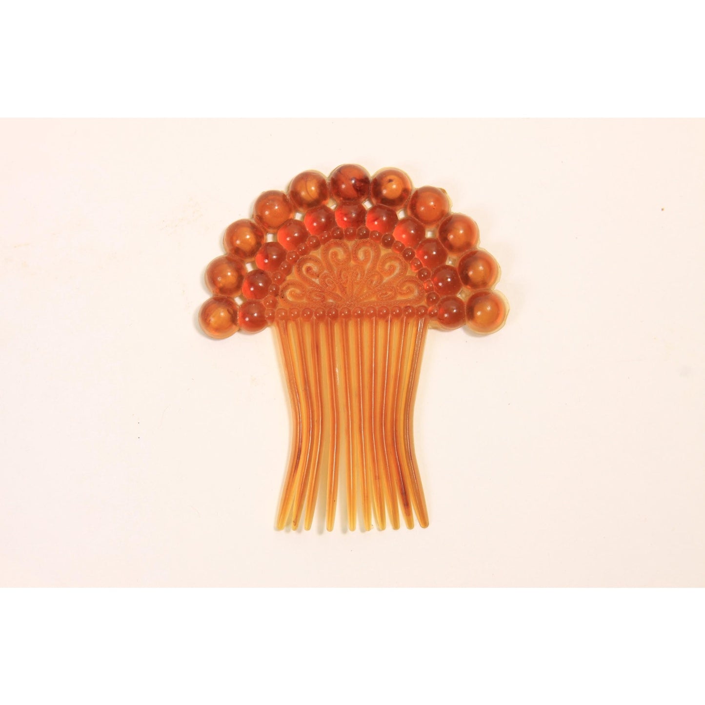 1930s 1940s Brown Plastic Fan Hair Comb