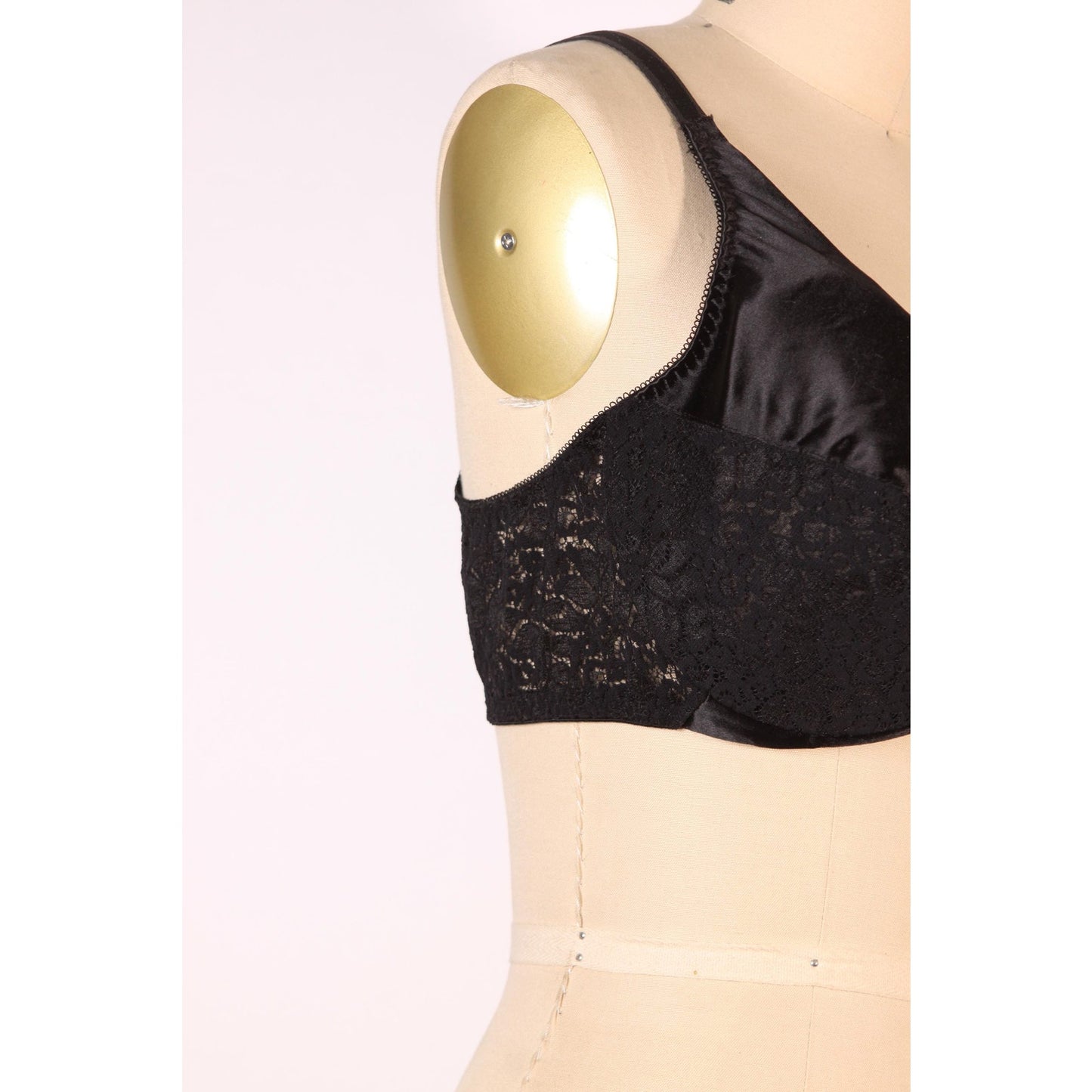 1970s Black Sheer Lace Bra by Rendezvous Maidenform-40C