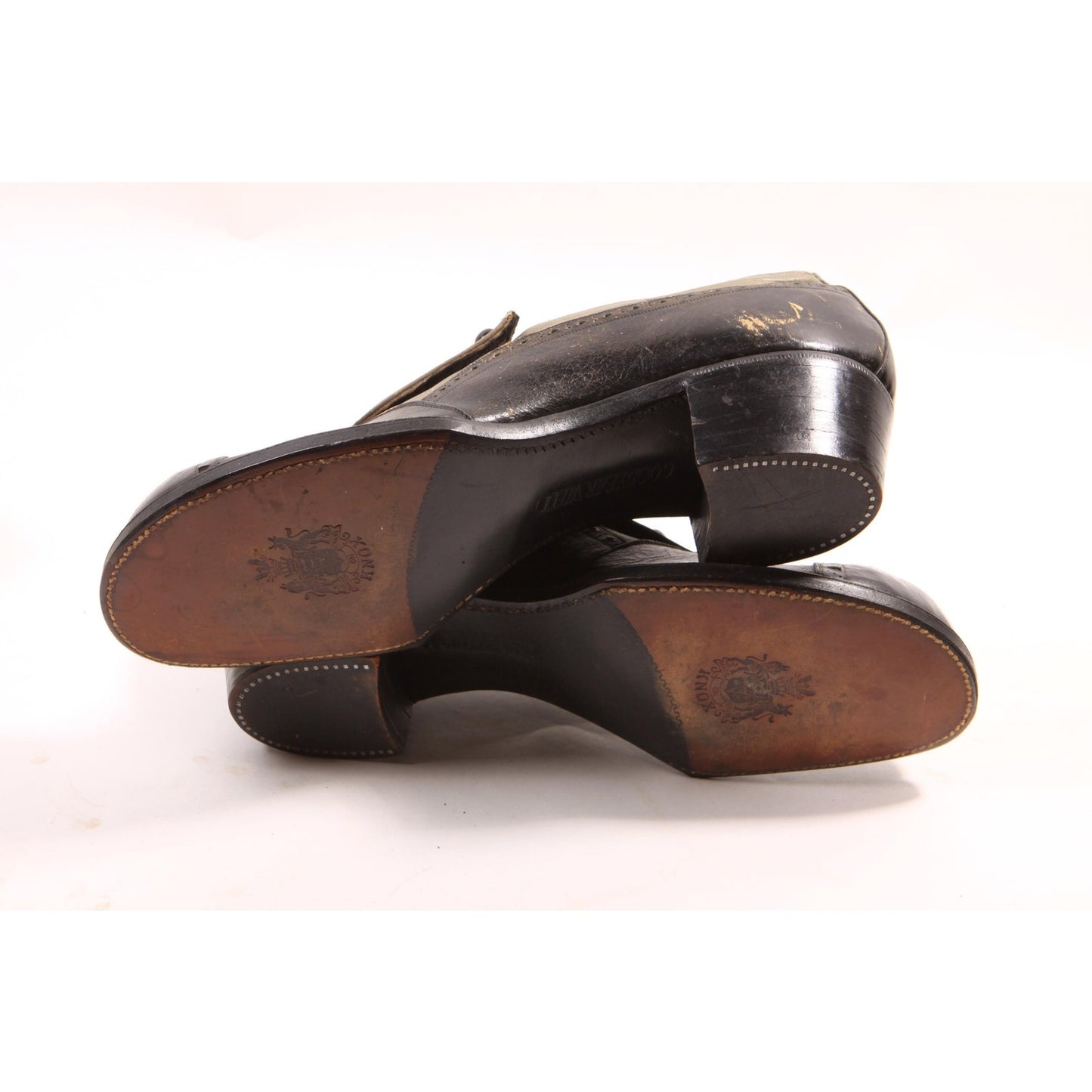 Antique 1900s 1910s 1920s Black and Gray Two Tone Button Up Formal Shoes