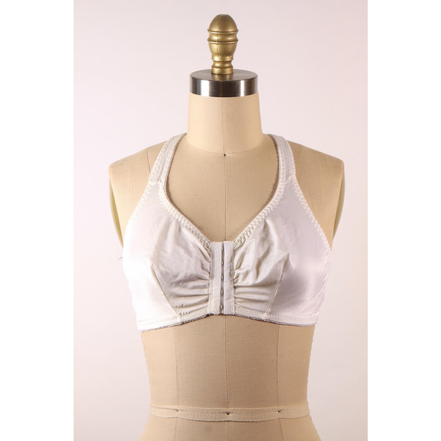 1980s White Halter Top Front Hook Closure Bra by Bestform-38B 38C 38D