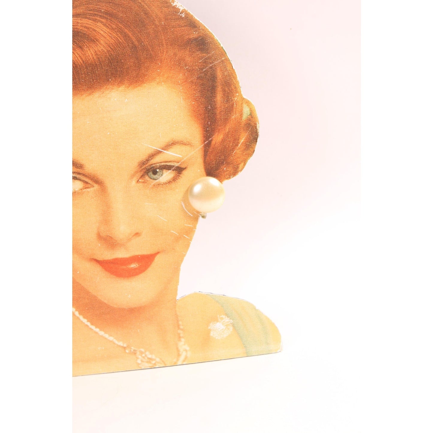 1960s Cream Off White Plastic Circle Clip On Earrings