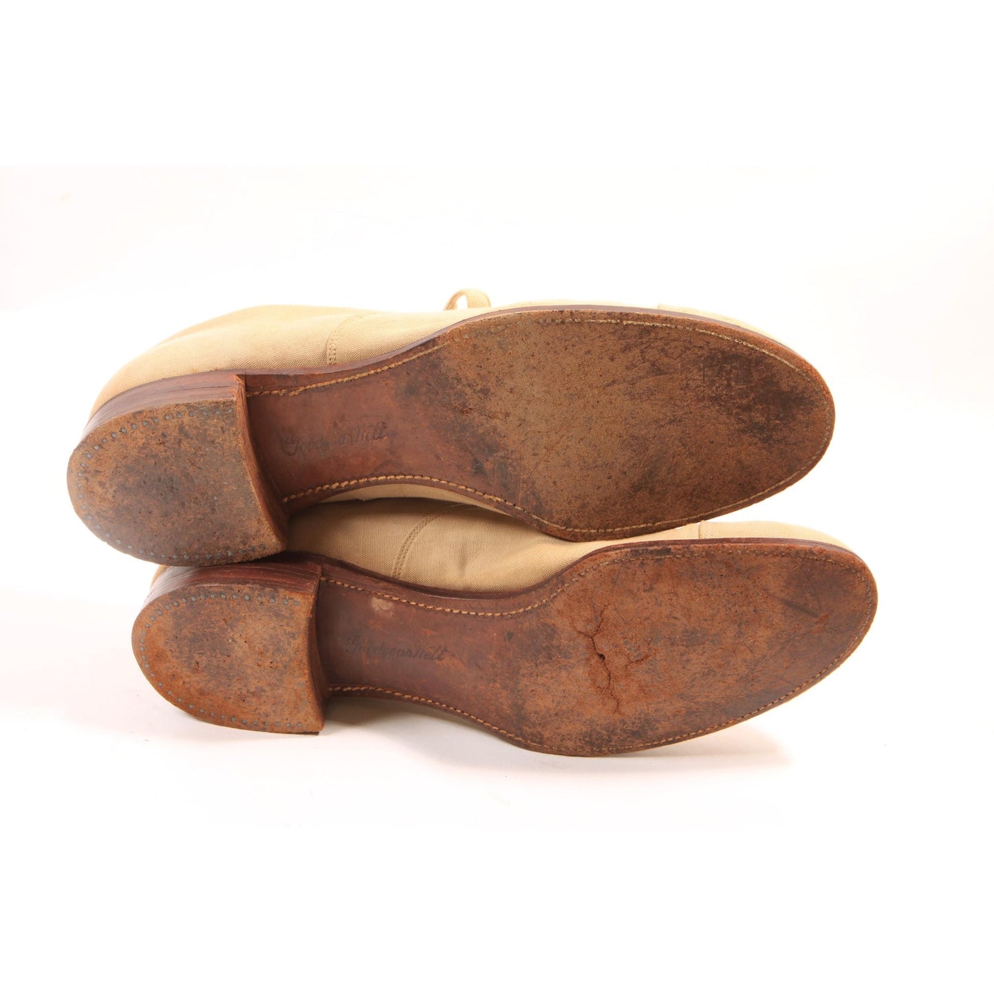 Antique 1920s Tan Fabric Nubuck Dress Oxford Mens Shoes