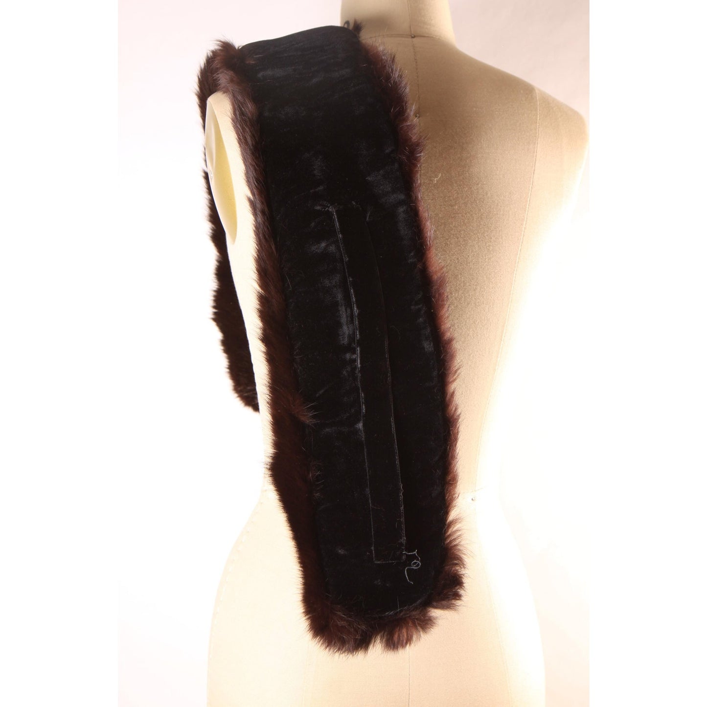 1940s Dark Brown Mink Fur Velvet Backing Shoulder Fur Wrap