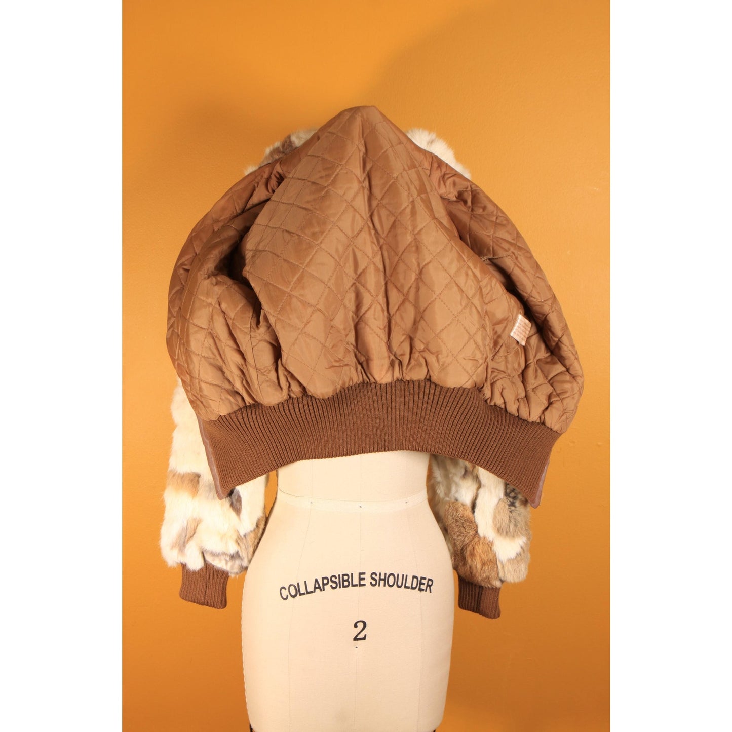 1970s White, Cream, Gray and Brown Multi-Colored Patchwork Rabbit Fur Cropped Coat -S