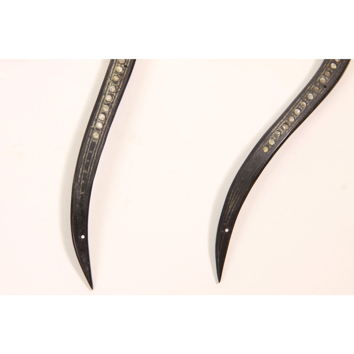 Antique 1920s Celluloid Black Rhinestone Detail Curved Millinery Hat Flashing Trim