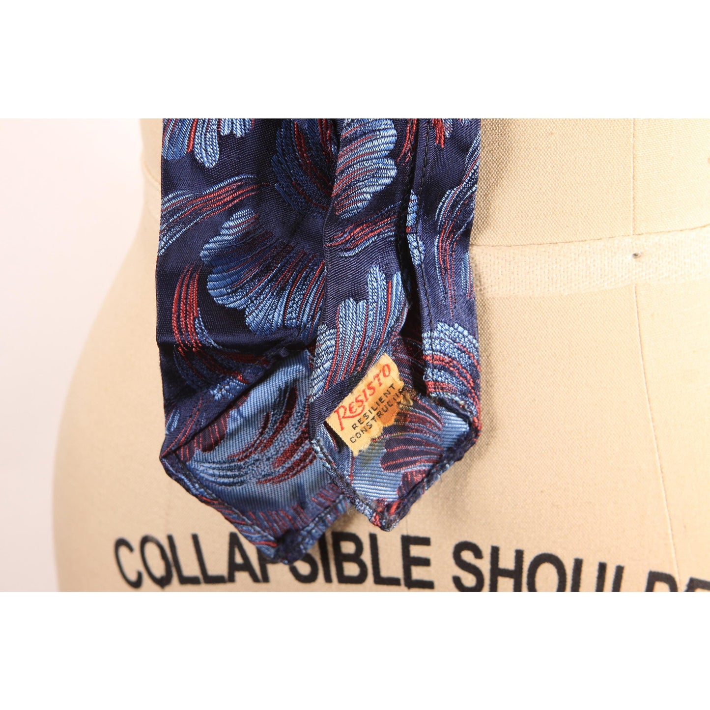 1970s Blue and Red Swirl Abstract Necktie Tie by Resisto