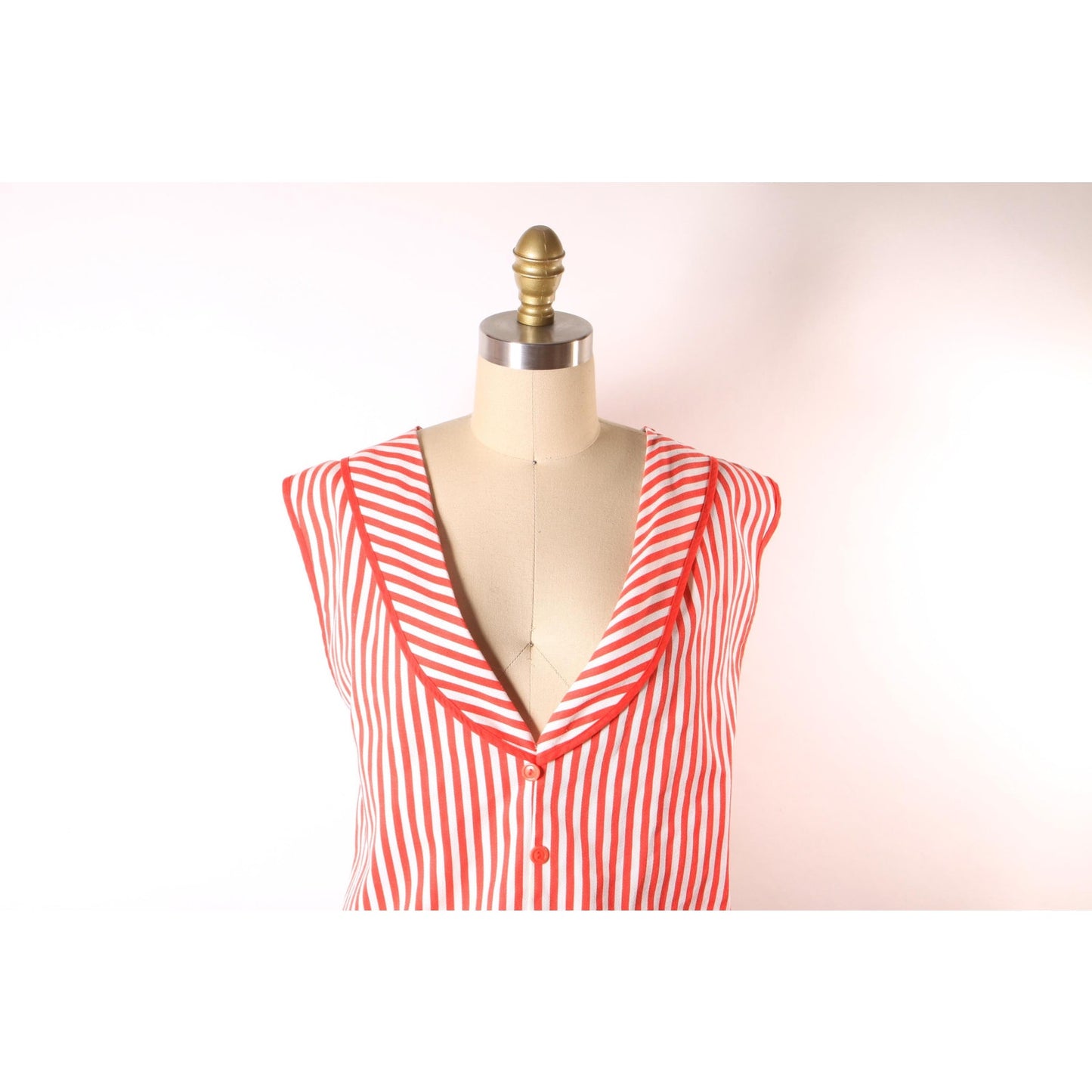 1980s Red and White Striped Adjustable Barbershop Quartet Costume Vest