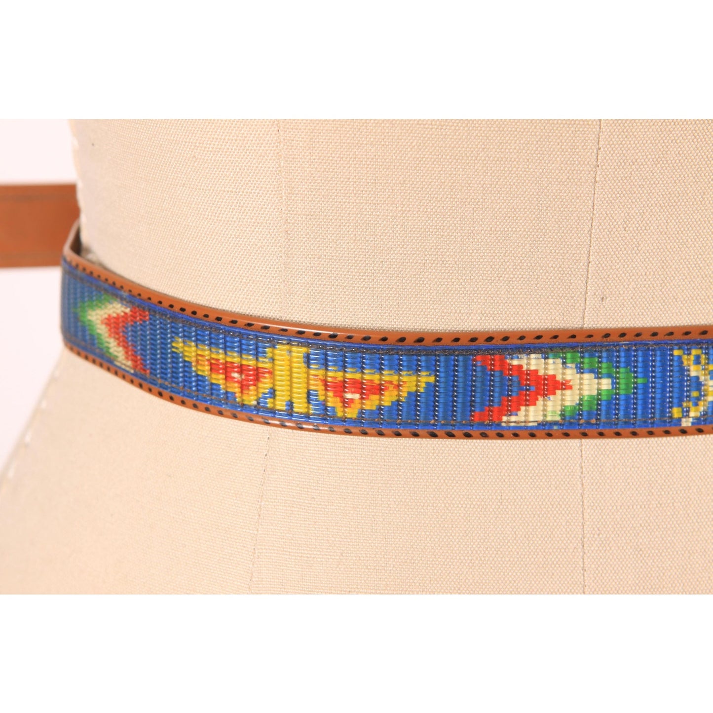 1960s Novelty Plastic Multi-Colored Blue, Red and Yellow Western Native American Belt