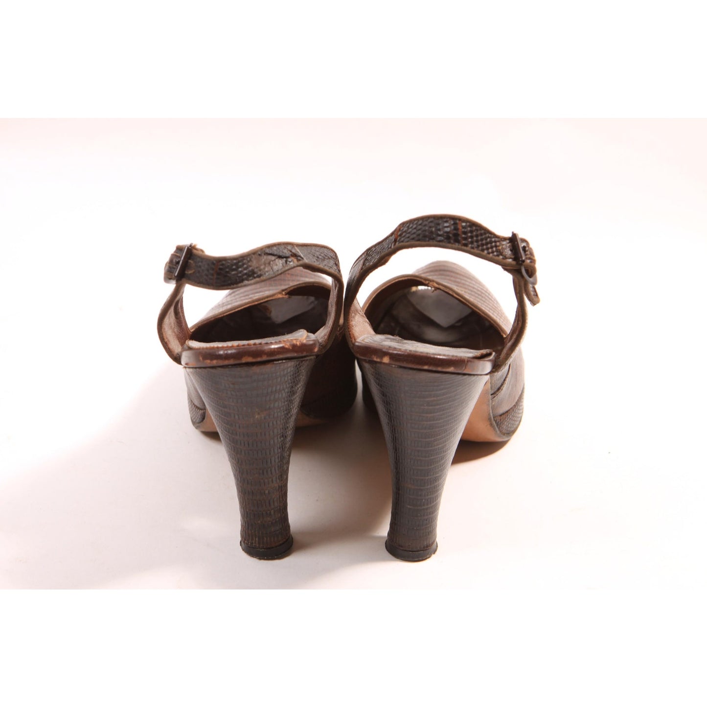 1940s Alligator Reptile Slingback Platform High Heel Pumps by Martinique