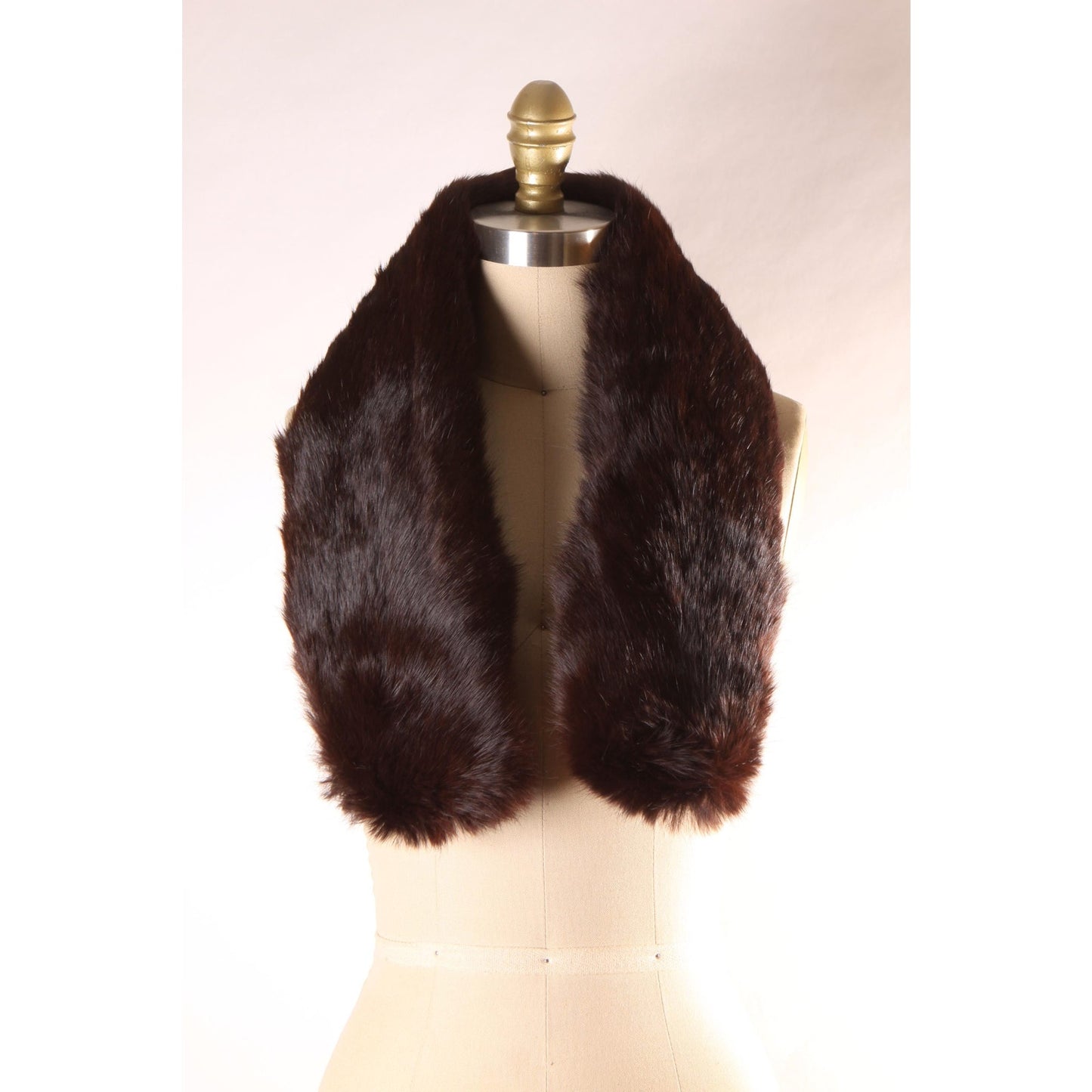 1940s Dark Brown Mink Fur Velvet Backing Shoulder Fur Wrap