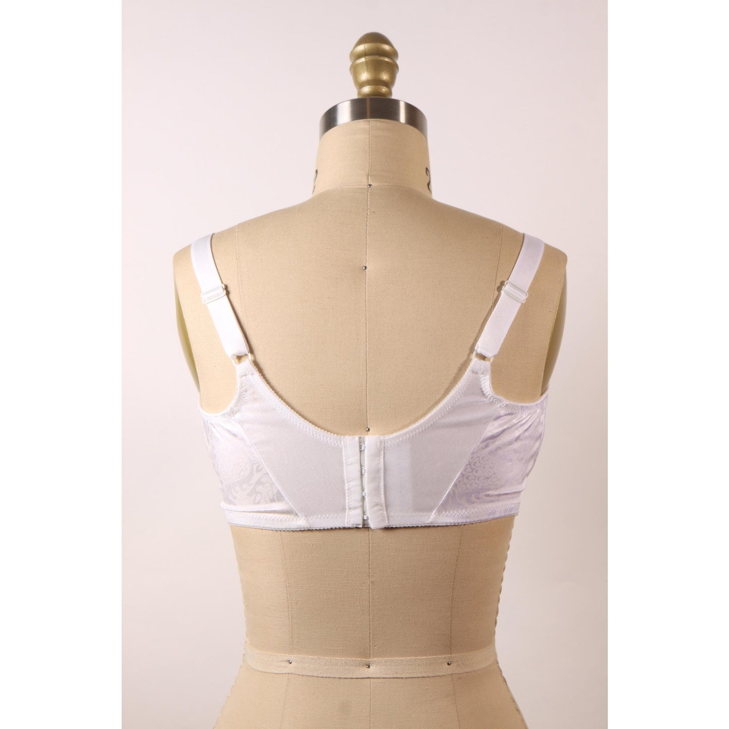 1980s White Floral Print Criss Cross Bra by Vanity Fair-38DD