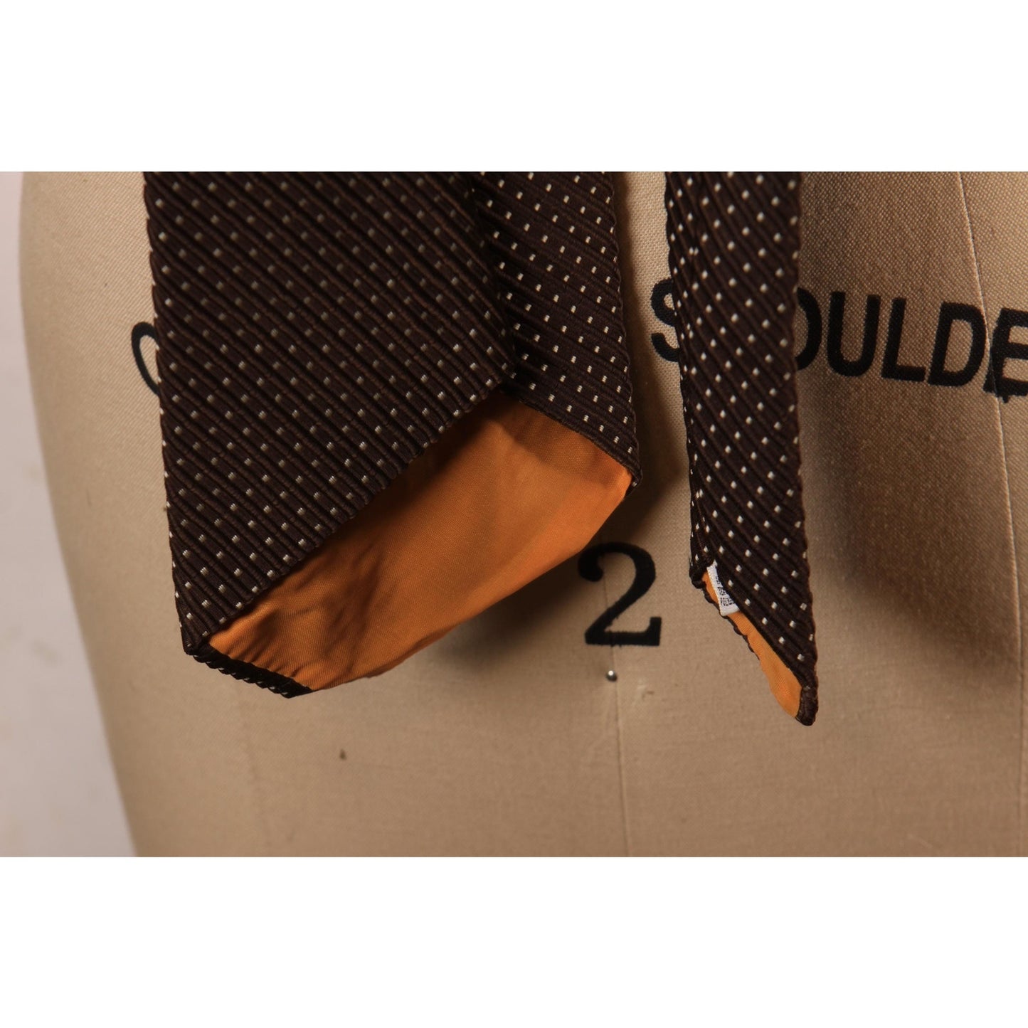 1970s Dark Brown and White Necktie Tie by Barth's for Damon