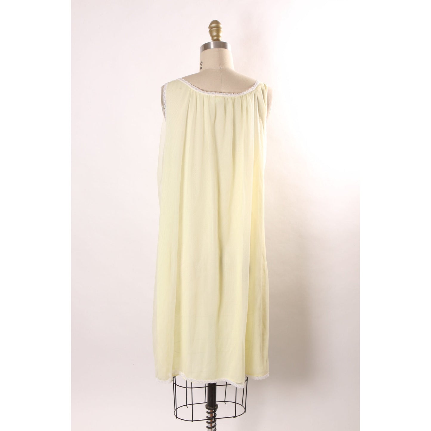 1950s 1960s Yellow, Green and Blue 3D Flower Floral Nylon Lingerie Night Gown by Nan Flower -L