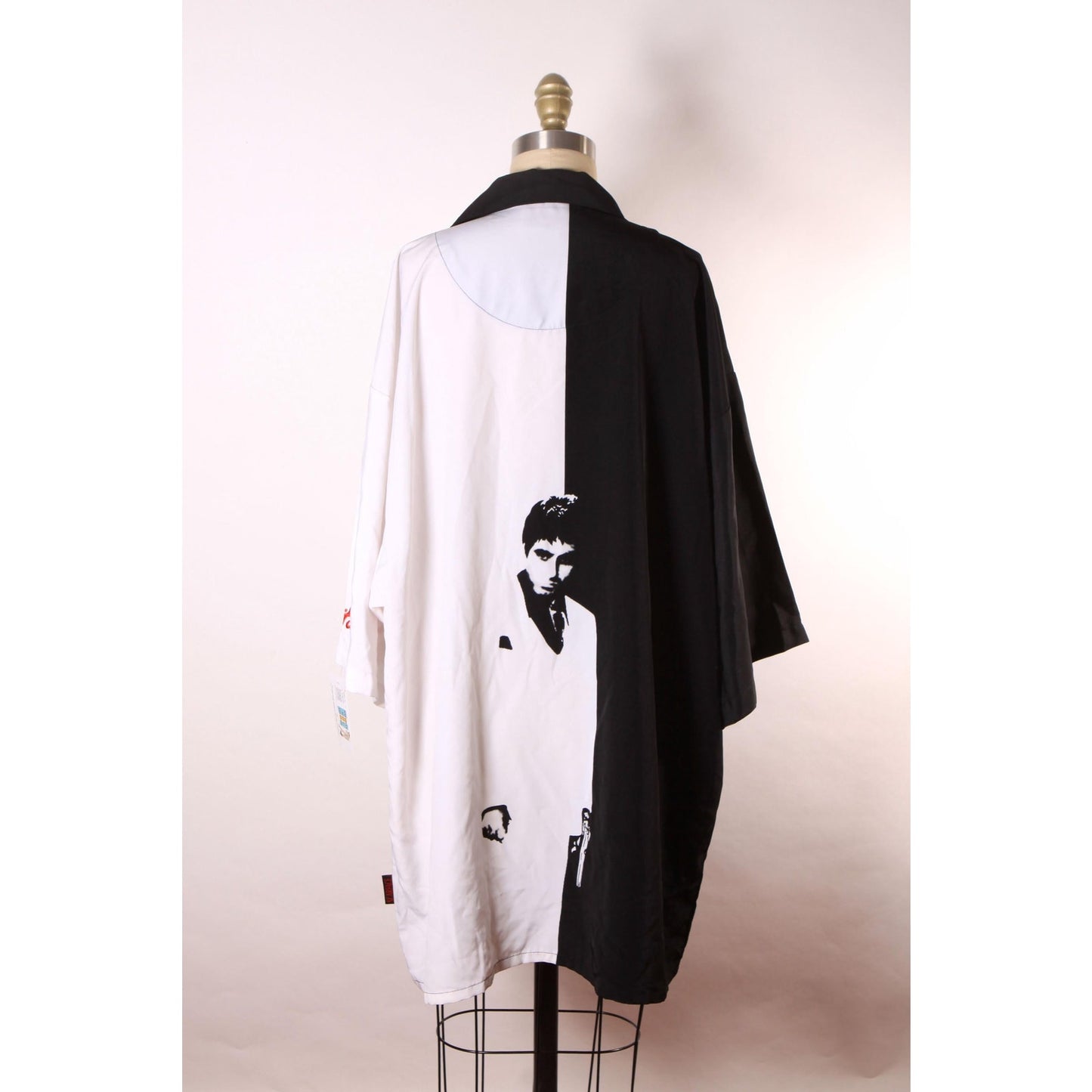 Y2K 2000s Black, White and Red Novelty Tony Montana Scarface Button Down Shirt by Dragonfly Clothing -XXL