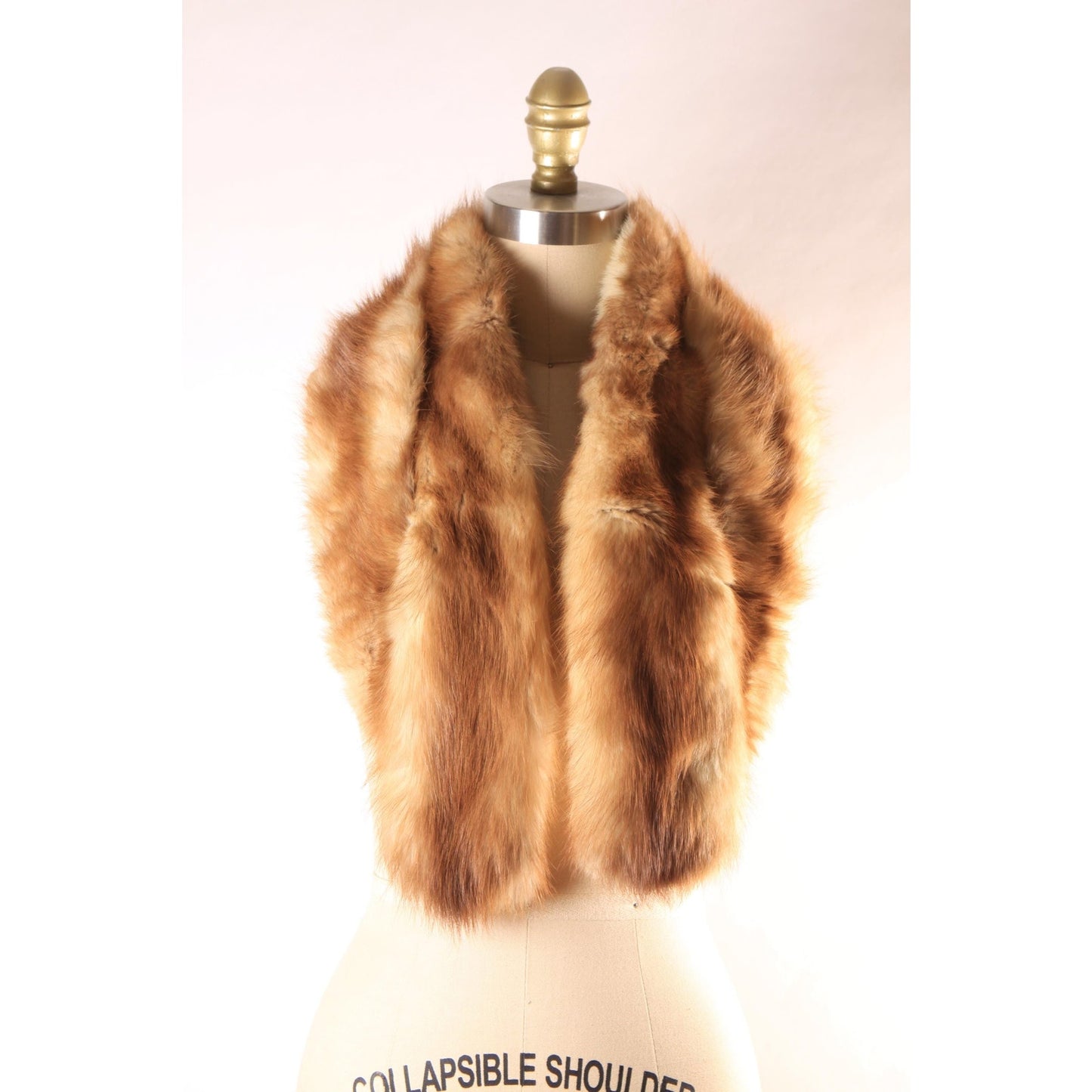 1940s 1950s Brown Interlaced Double Pelt Marten Fur Velvet Lined Collar
