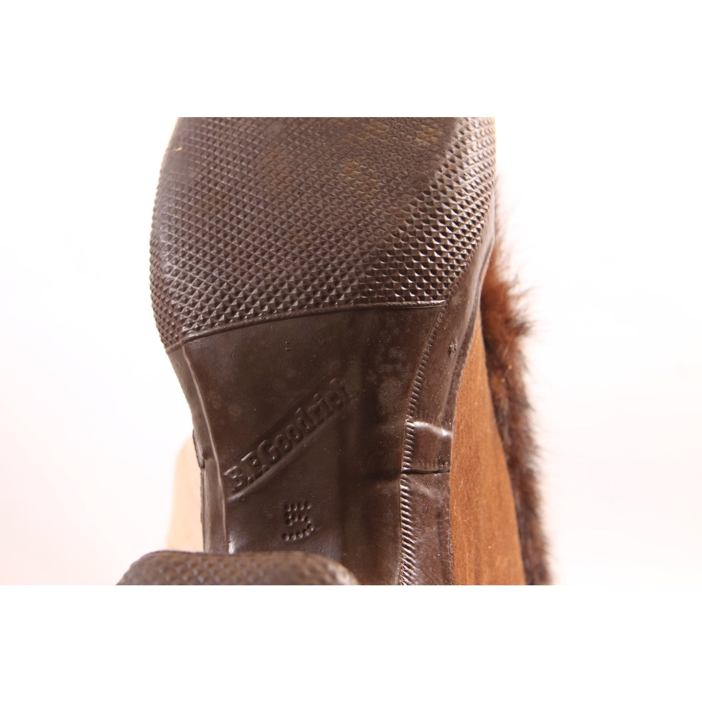 1940s Brown Velvet and Brown Fur Trim High Heel Pumps Winter Galoshes Over Shoes