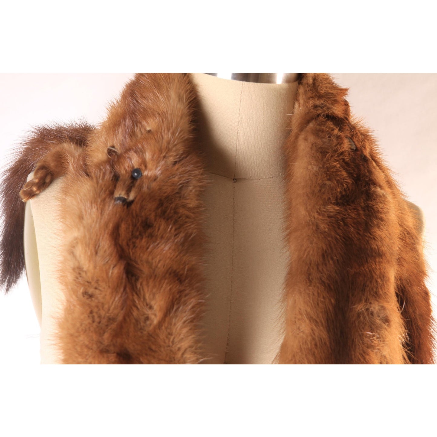 1950s Brown Mink Fur Three Piece Pelt Wrap
