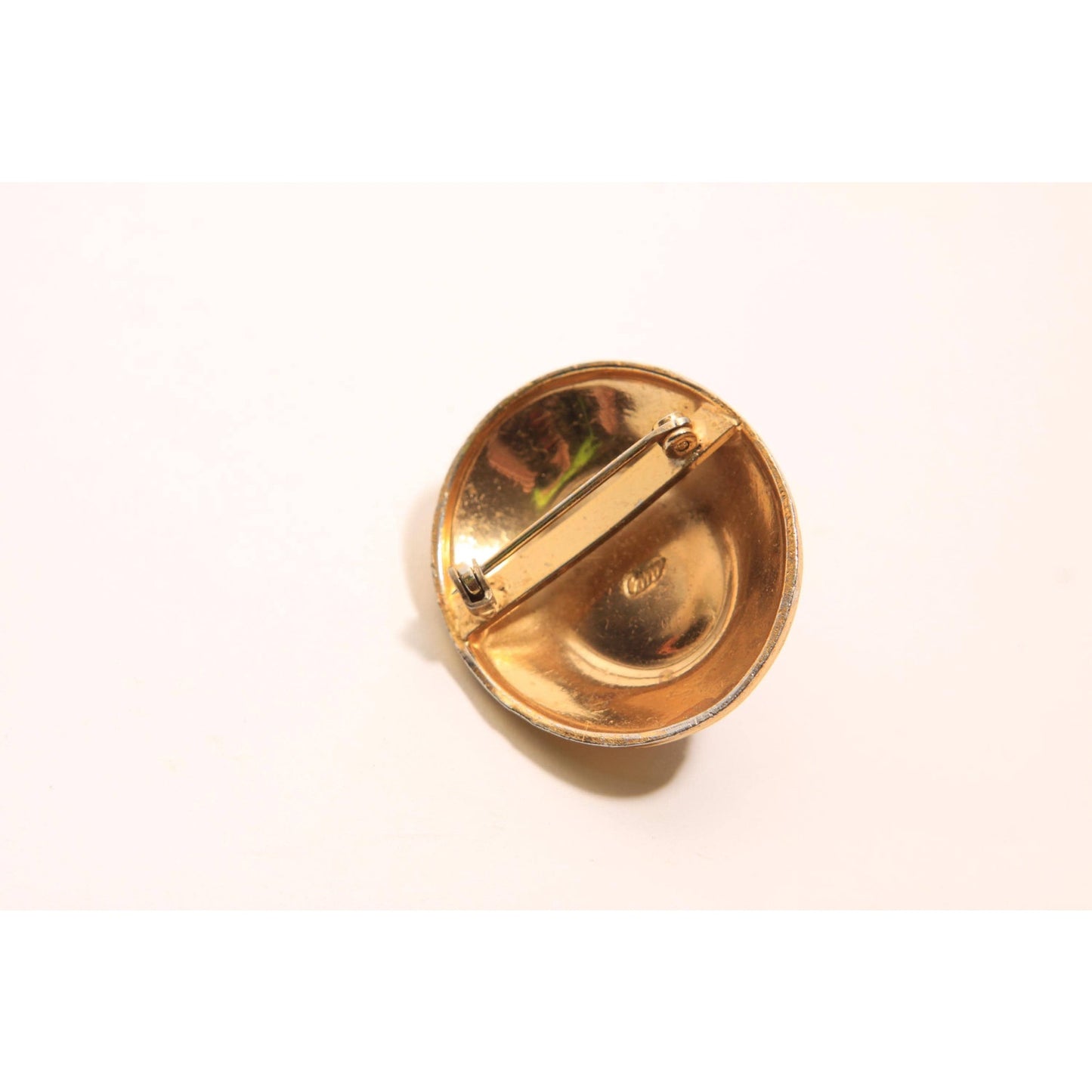 1950s 1960s Gold and Silver Tone Metal Oval Shaped Brooch by Coro
