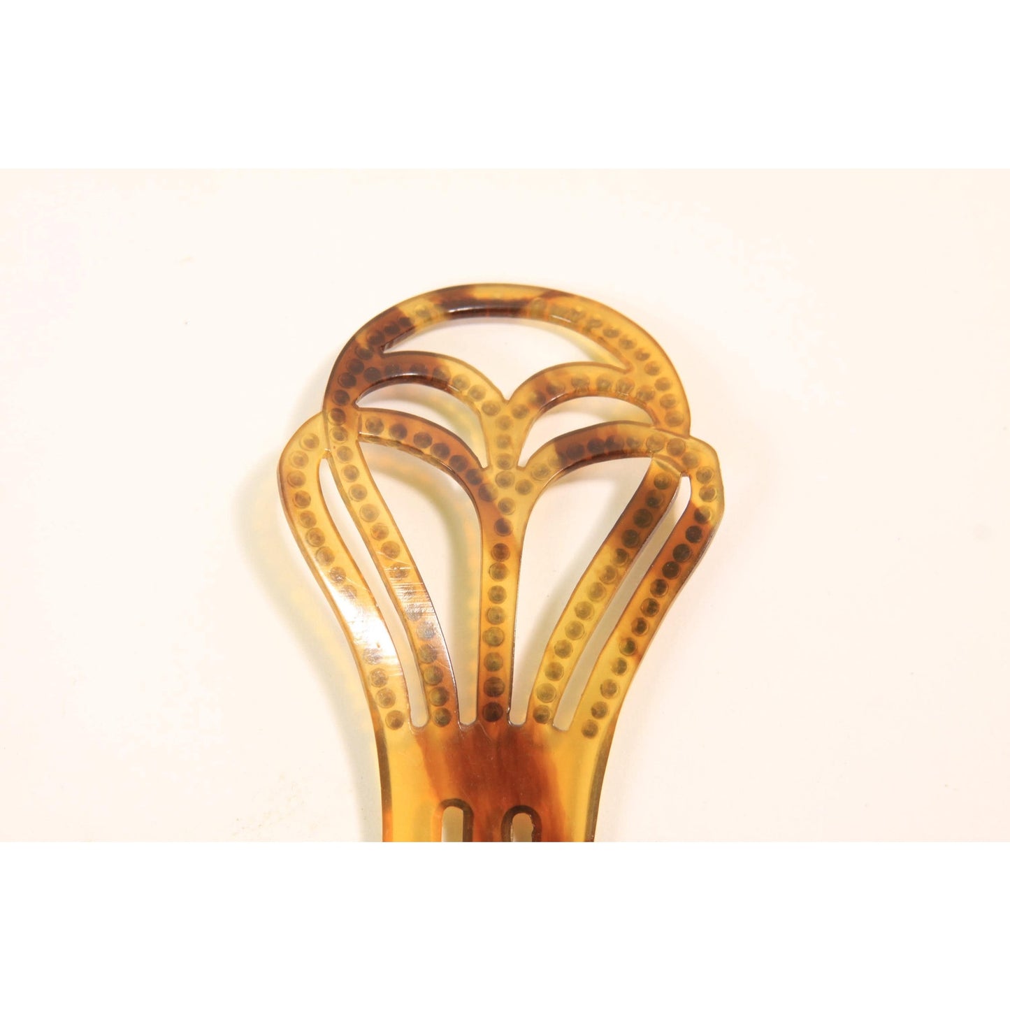 Antique 1800s 1900s Victorian Tortoise Brown Rhinestone Detail Fan Hair Comb