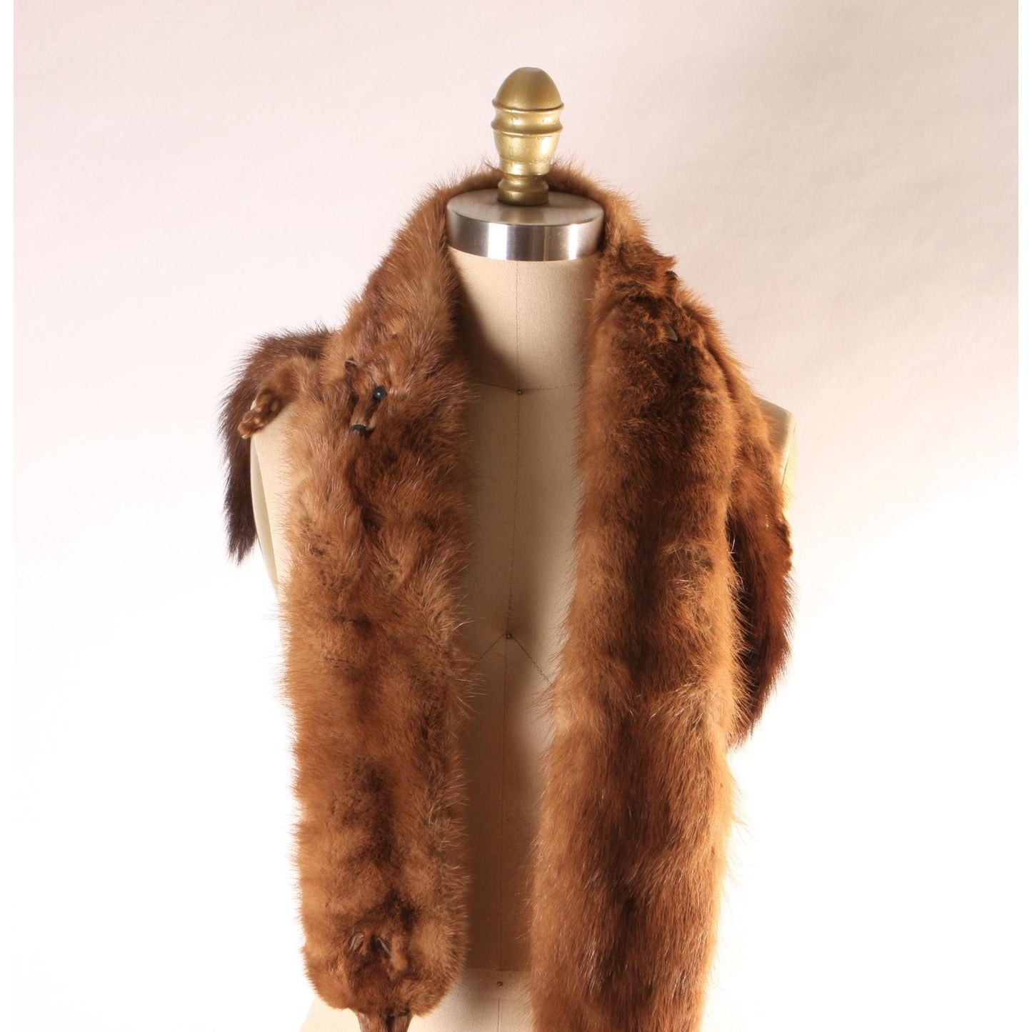 1950s Brown Mink Fur Three Piece Pelt Wrap
