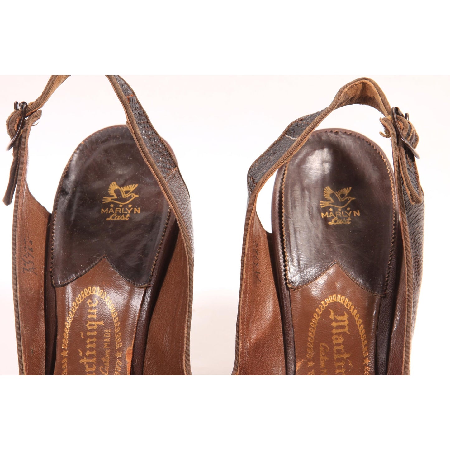 1940s Alligator Reptile Slingback Platform High Heel Pumps by Martinique