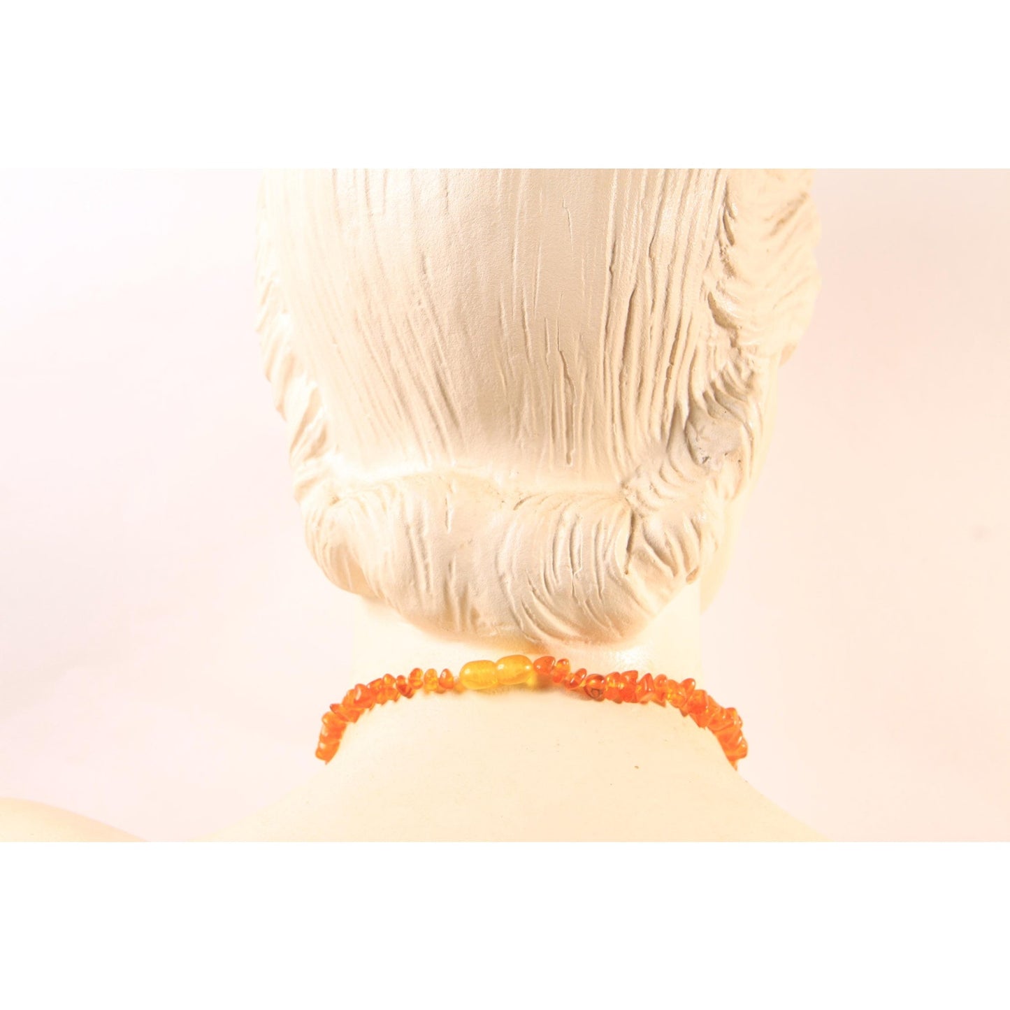 1950s Orange Plastic Beaded Faux Amber Necklace