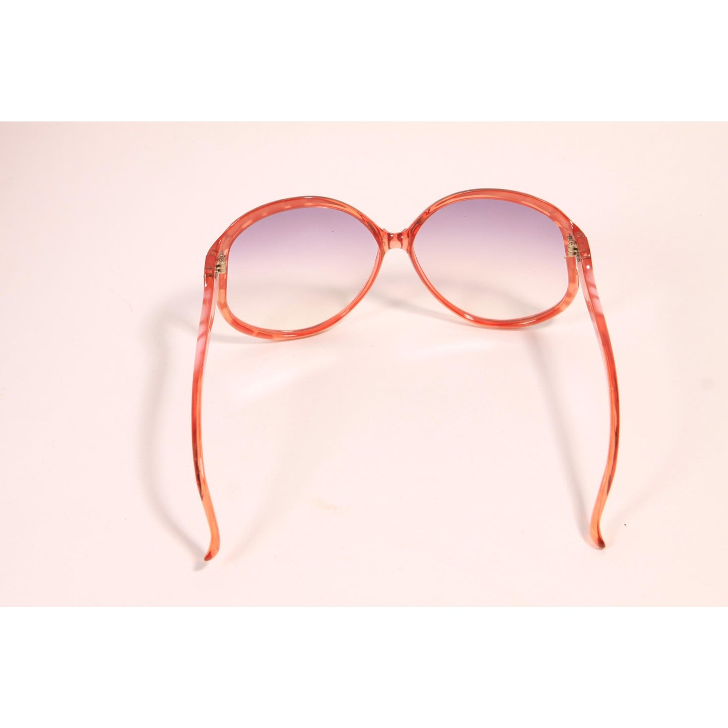 1970s Clear Pink Tortoise Oversized Frame Gray Ombre Fade Tint Lens Italy Sunglasses