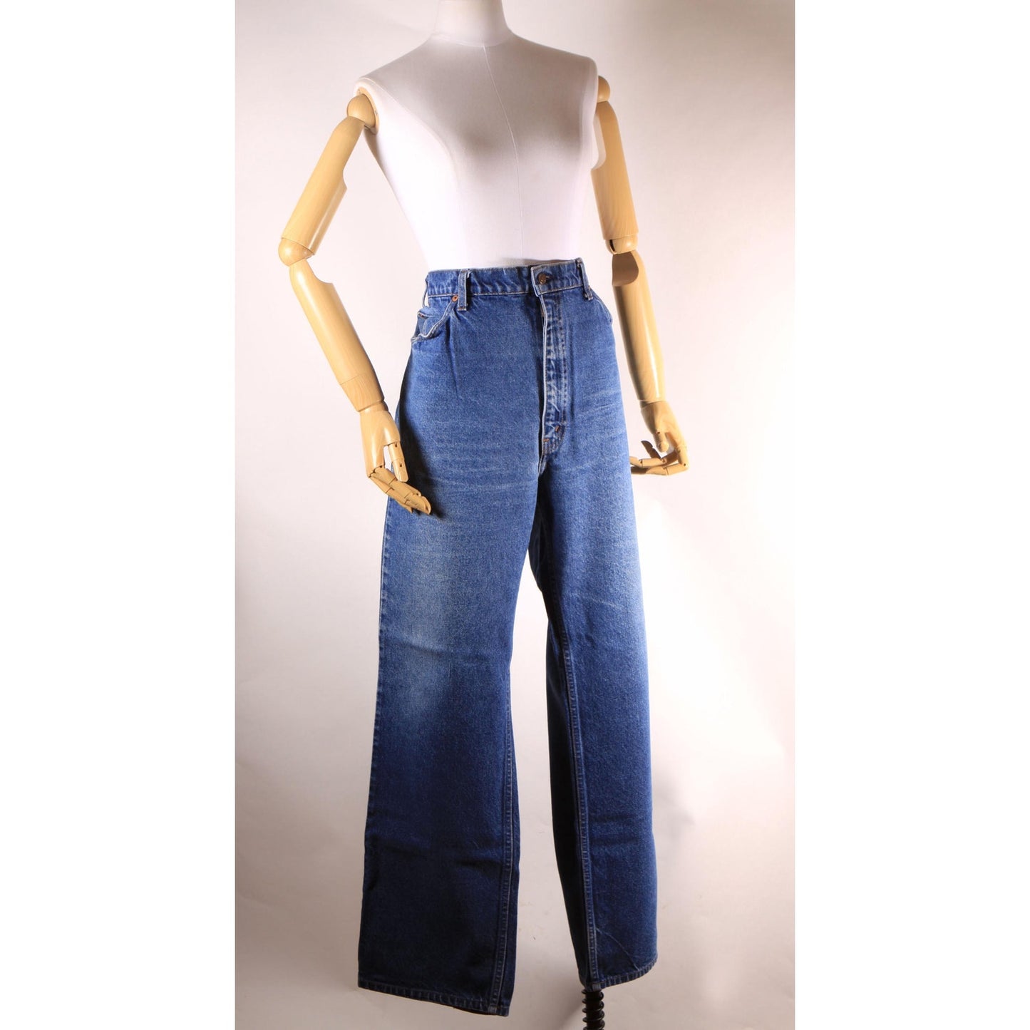 1970s 1980s Blue Denim Orange Tab 517 Jeans by Levi's -42x32