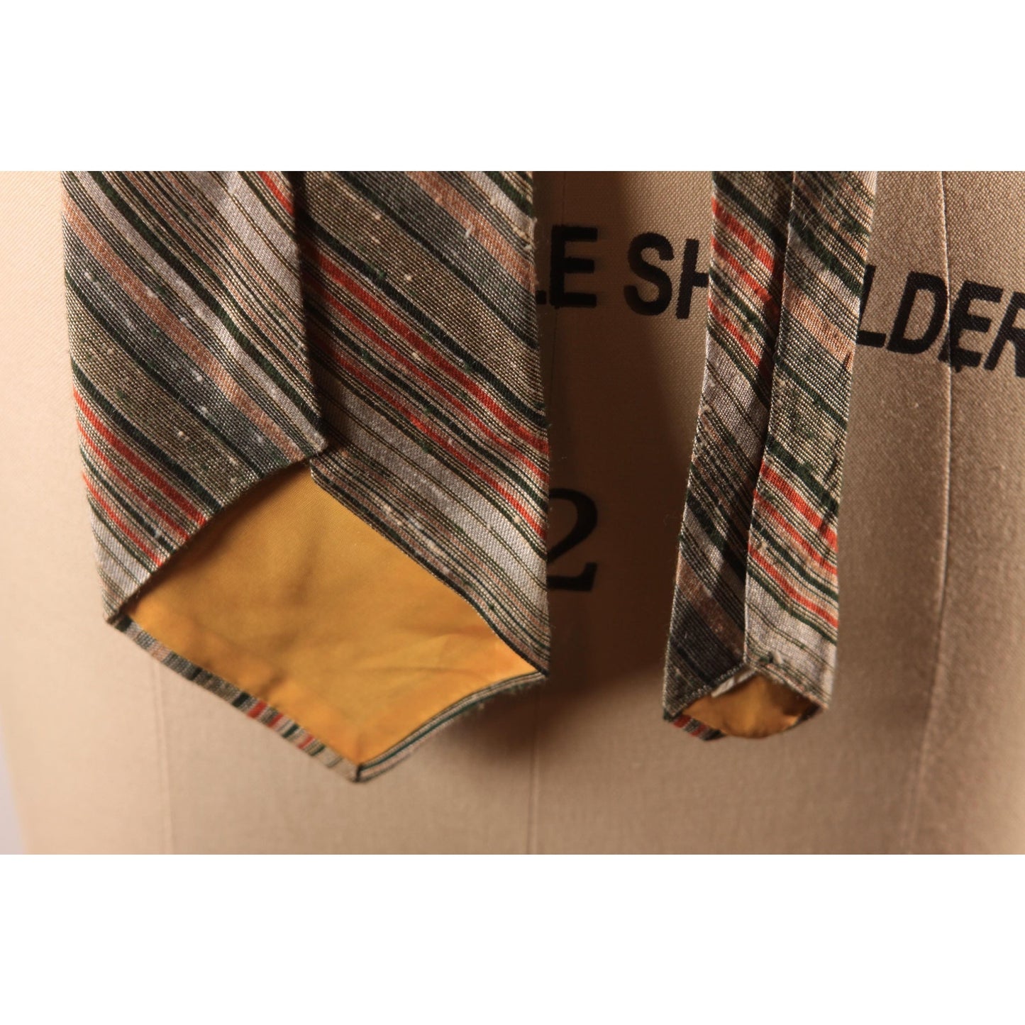 1970s Red and Gray Striped Necktie Tie by Styled for Barth's by Damon