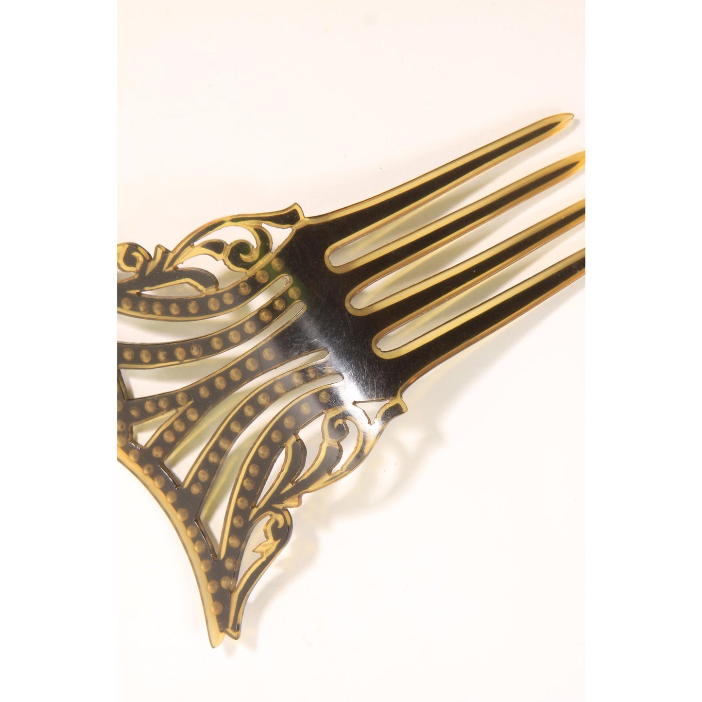 1920s 1930s Black and Blue Rhinestone Fan Art Deco Hair Comb