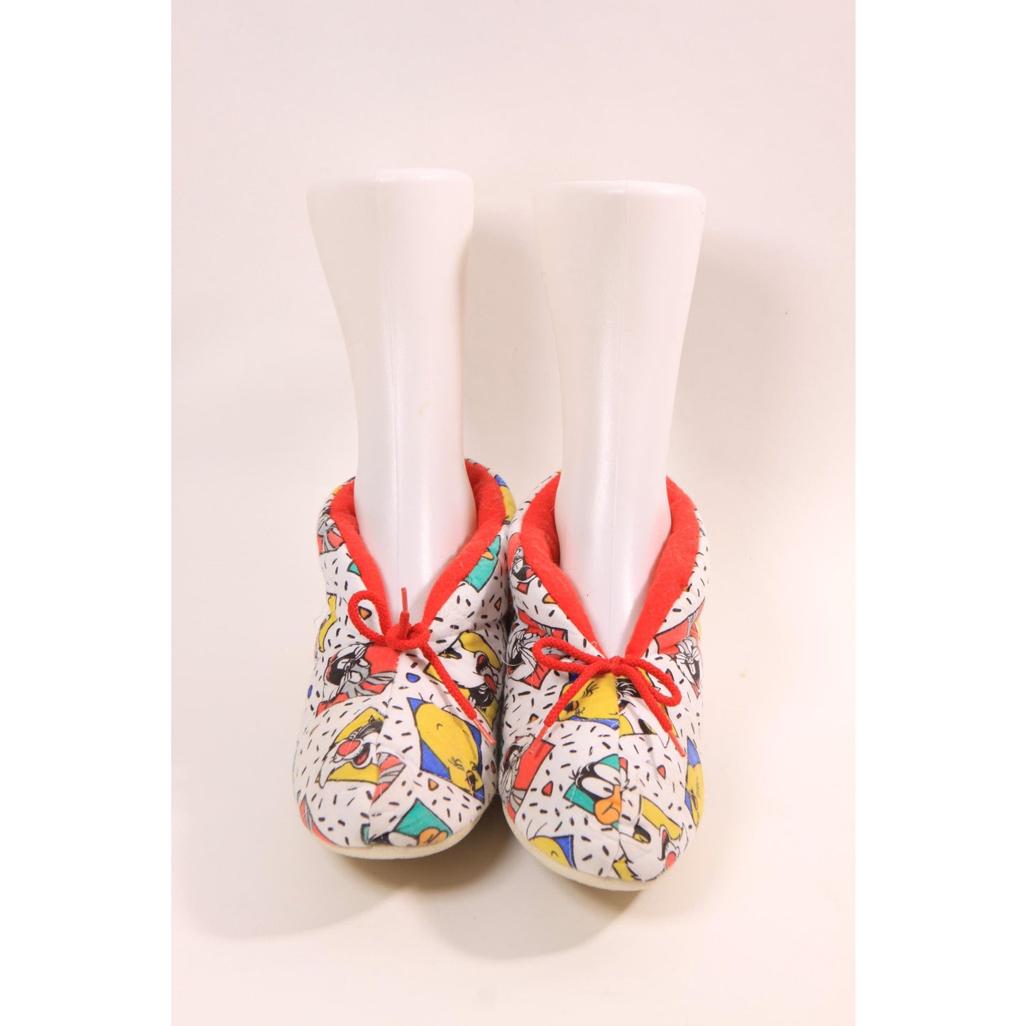 1980s 1990s Novelty Looney Toons Bugs Bunny Tweety Unisex Quilted Slippers -Size 8-9