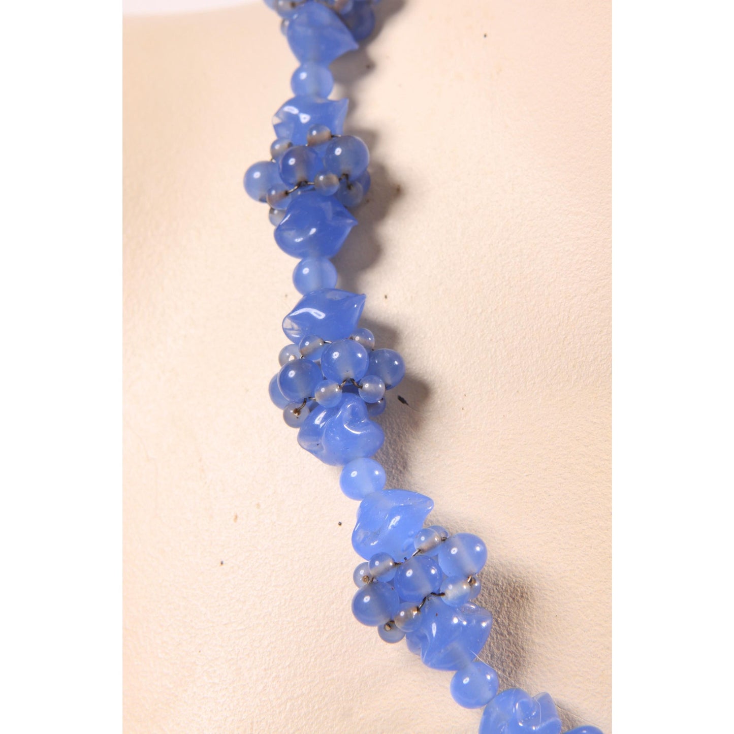 Vintage Purple Blue Periwinkle Heavy Glass Beaded Necklace