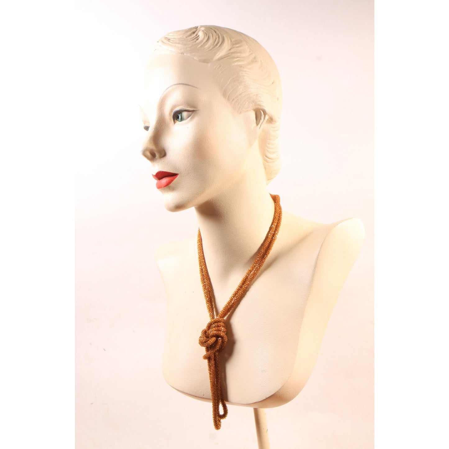 1920s Brown Beaded Pullover Flapper Necklace