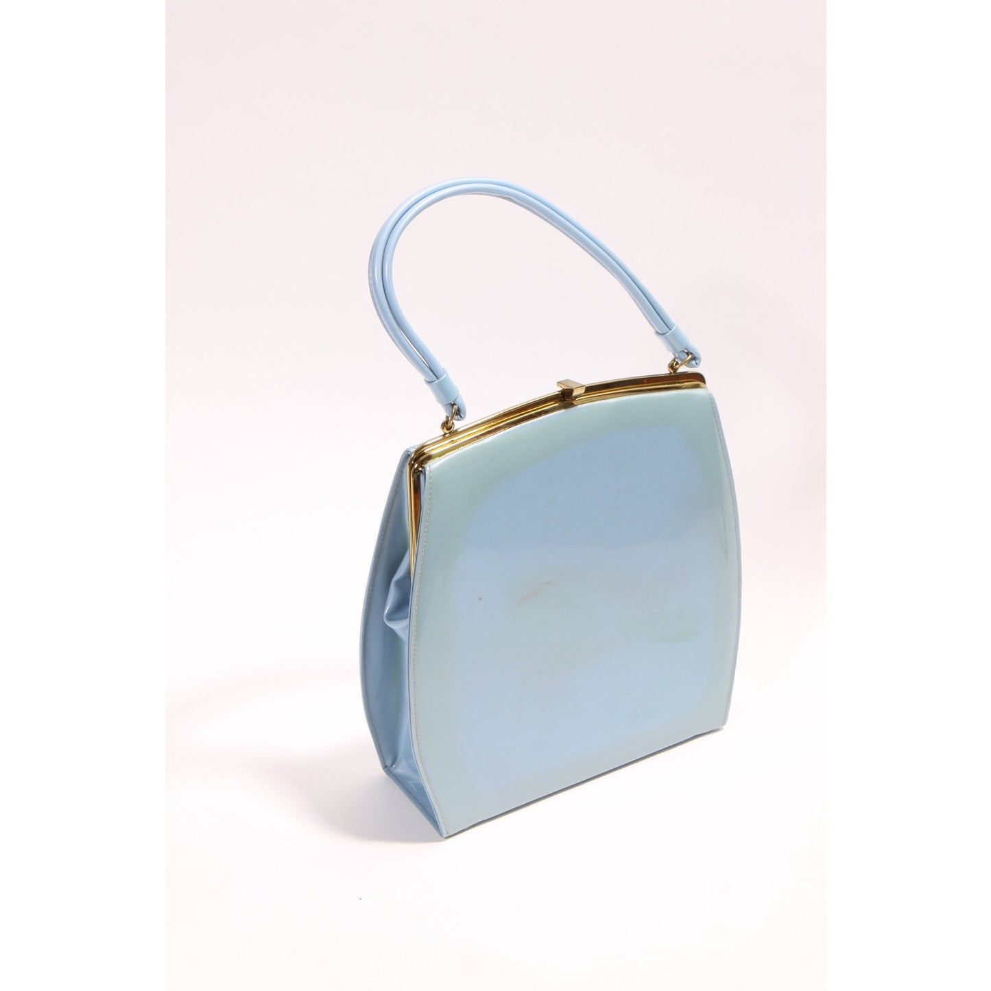 1950s Light Blue Bow Detail High Heel Pumps with Matching Top Handle Handbag Purse
