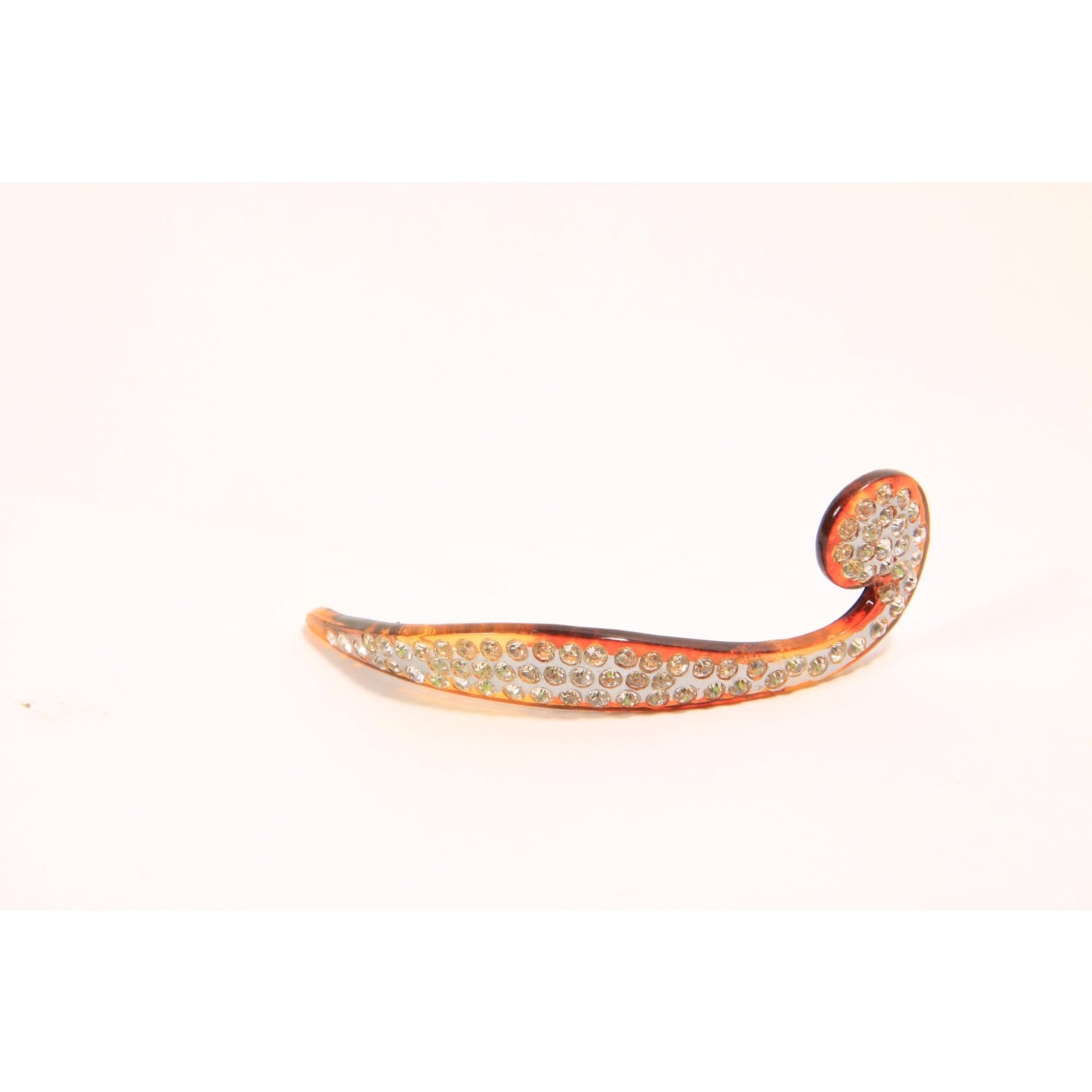 1920s 1930s Art Deco Tortoise Brown Rhinestone Detail Swirl Hair Pick Fork Comb