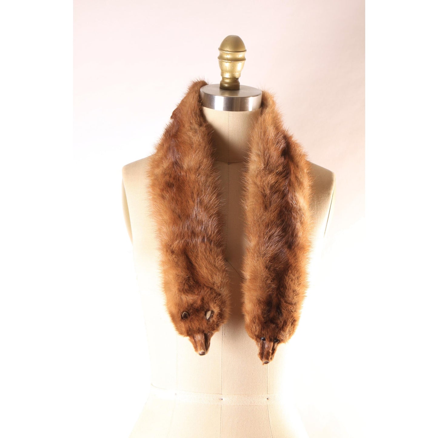 1950s Two Mink Pelt Fur Clip Shawl Wrap