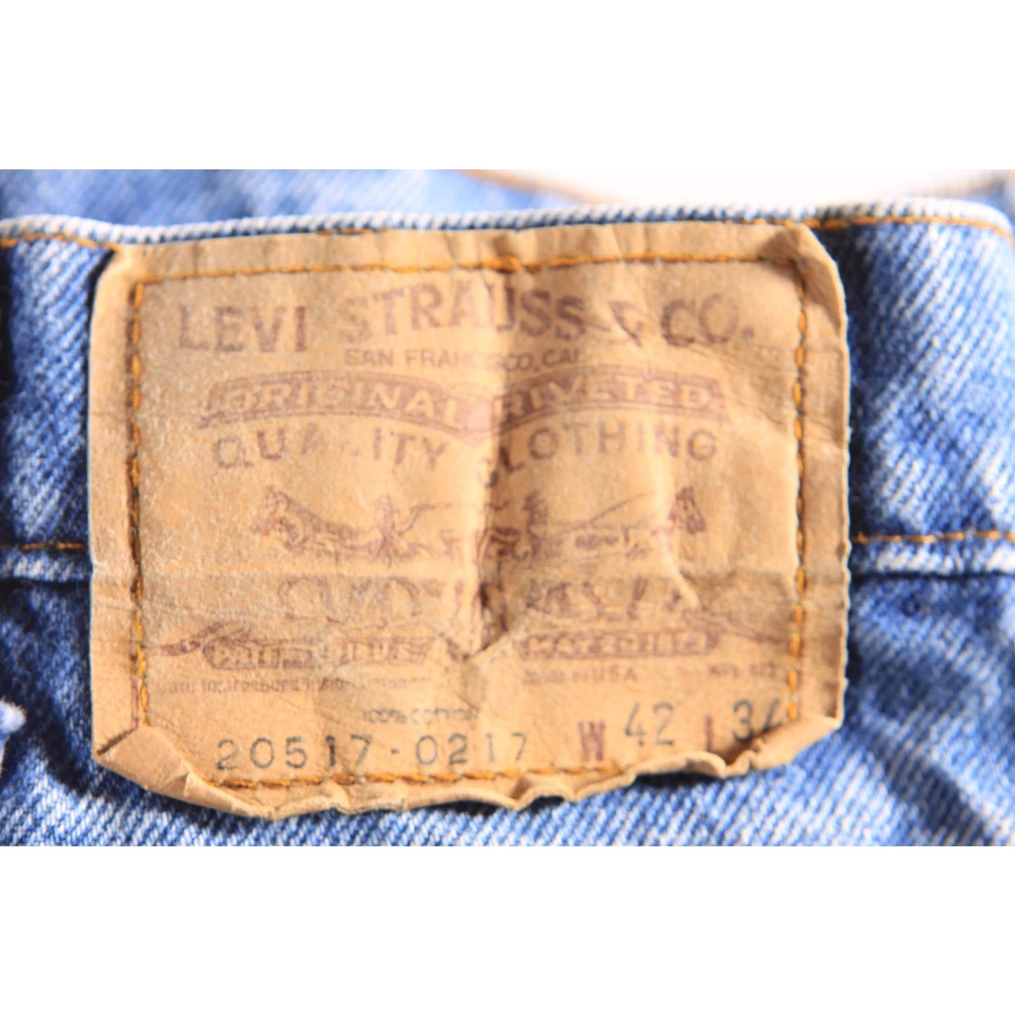 1970s 1980s Blue Denim Orange Tab Mens 517 Jeans by Levi's - 42x32