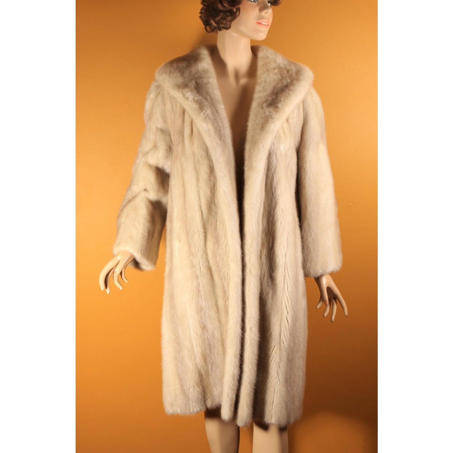 1950s Blonde Cream Off White Long Sleeve Mink Fur Coat by Irene of London -M-L