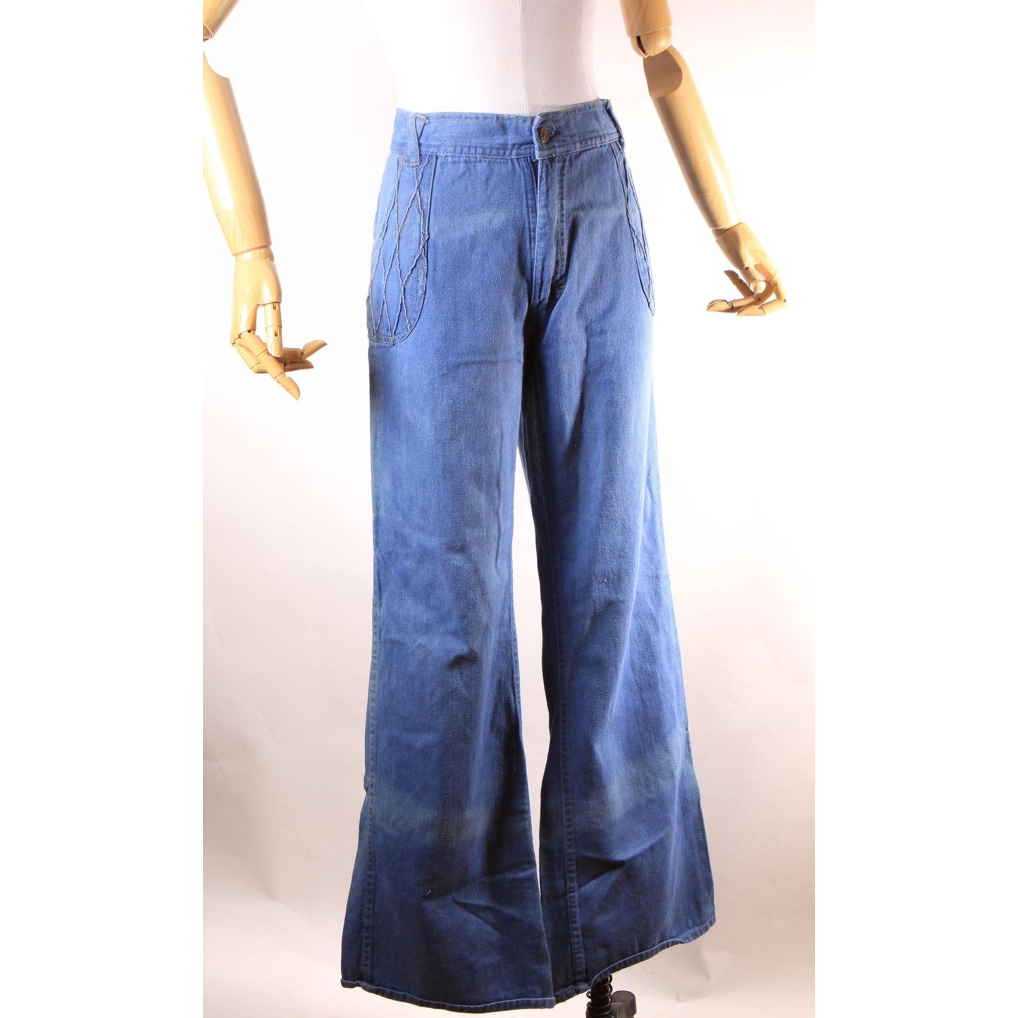 1970s Braided Woven Blue Denim Jeans by J. Daniel -34