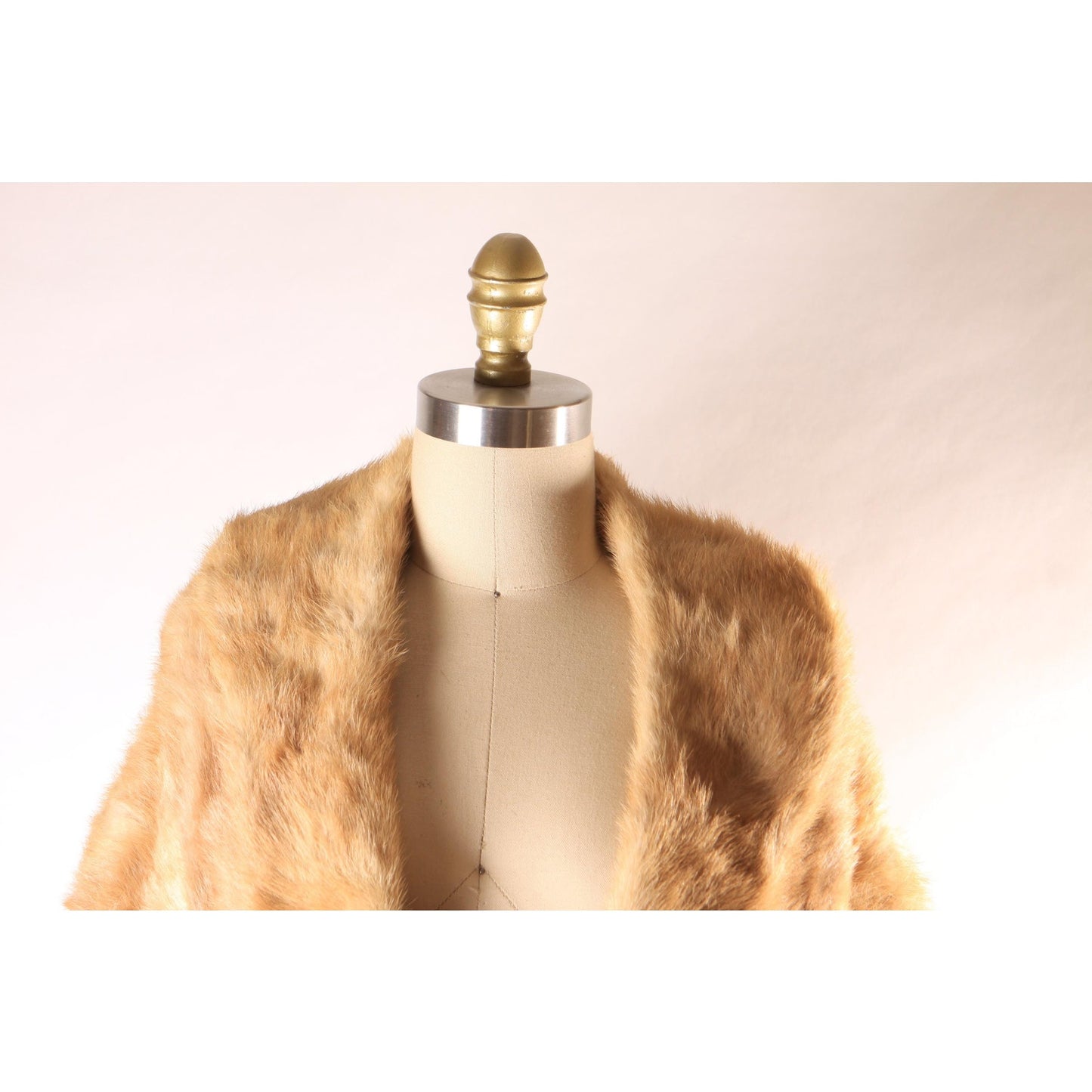 1950s Blonde Light Brown Mink Fur Wrap Shawl -XS