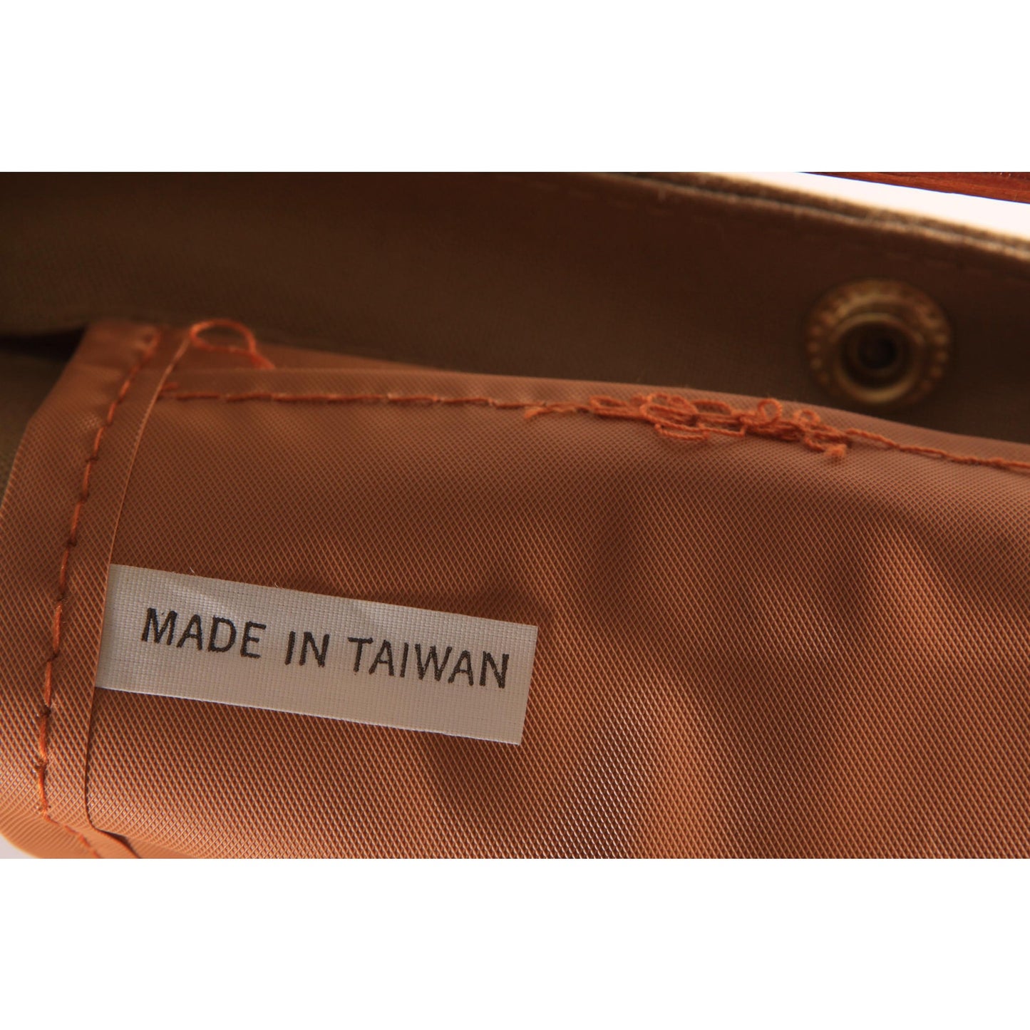 Deadstock 1970s Tan and Brown Novelty Tupperware Advertisement Wood Top Handle Purse Bag